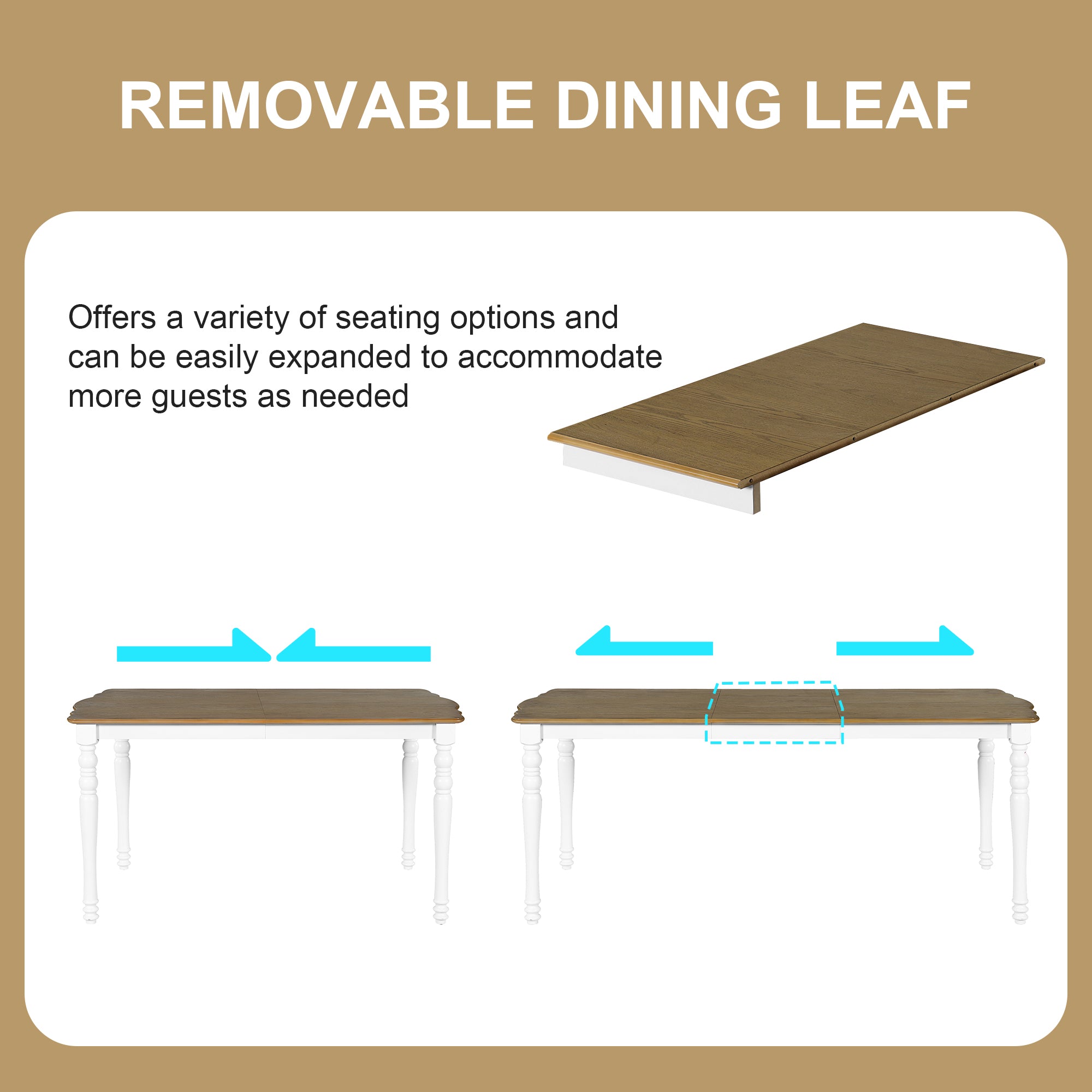 Rustic Farmhouse 7 Piece Dining Set with Turned Leg Extendable Dining Table