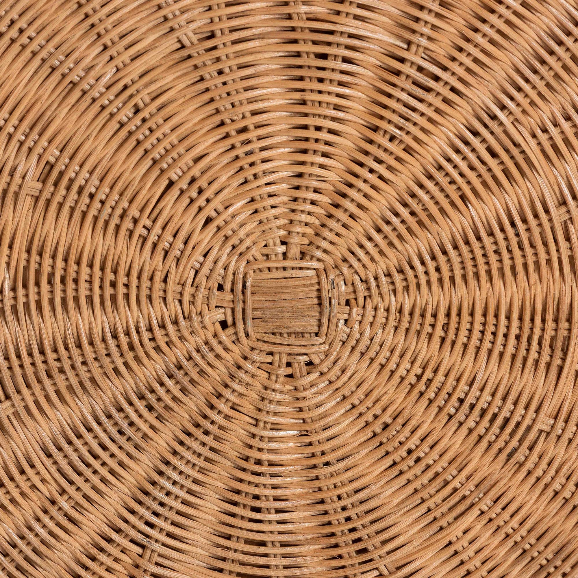 Palm Scalloped Natural Rattan Ottoman with Cushion