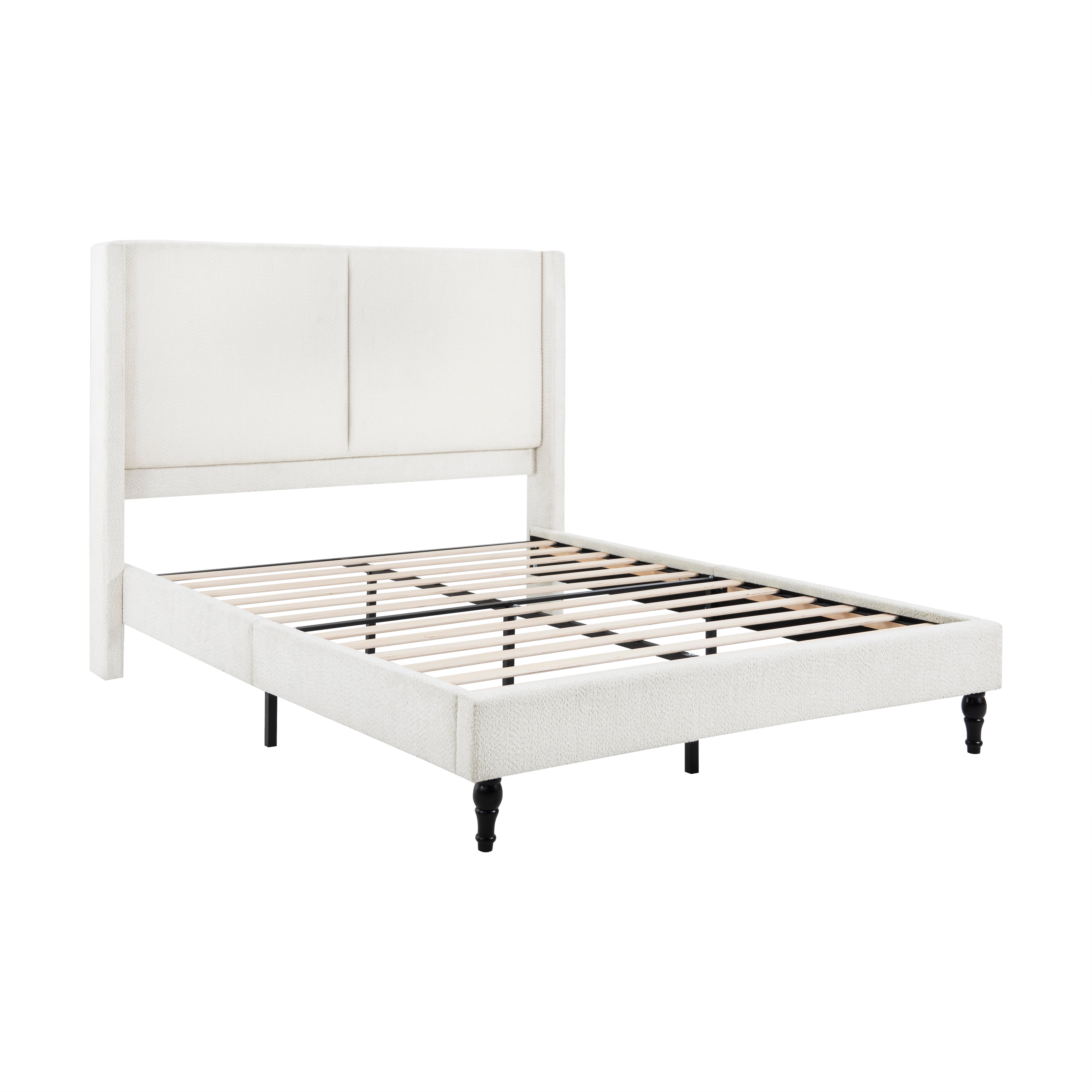 Bed Frame with 55.5"High Back Boucle Upholstered Headboard