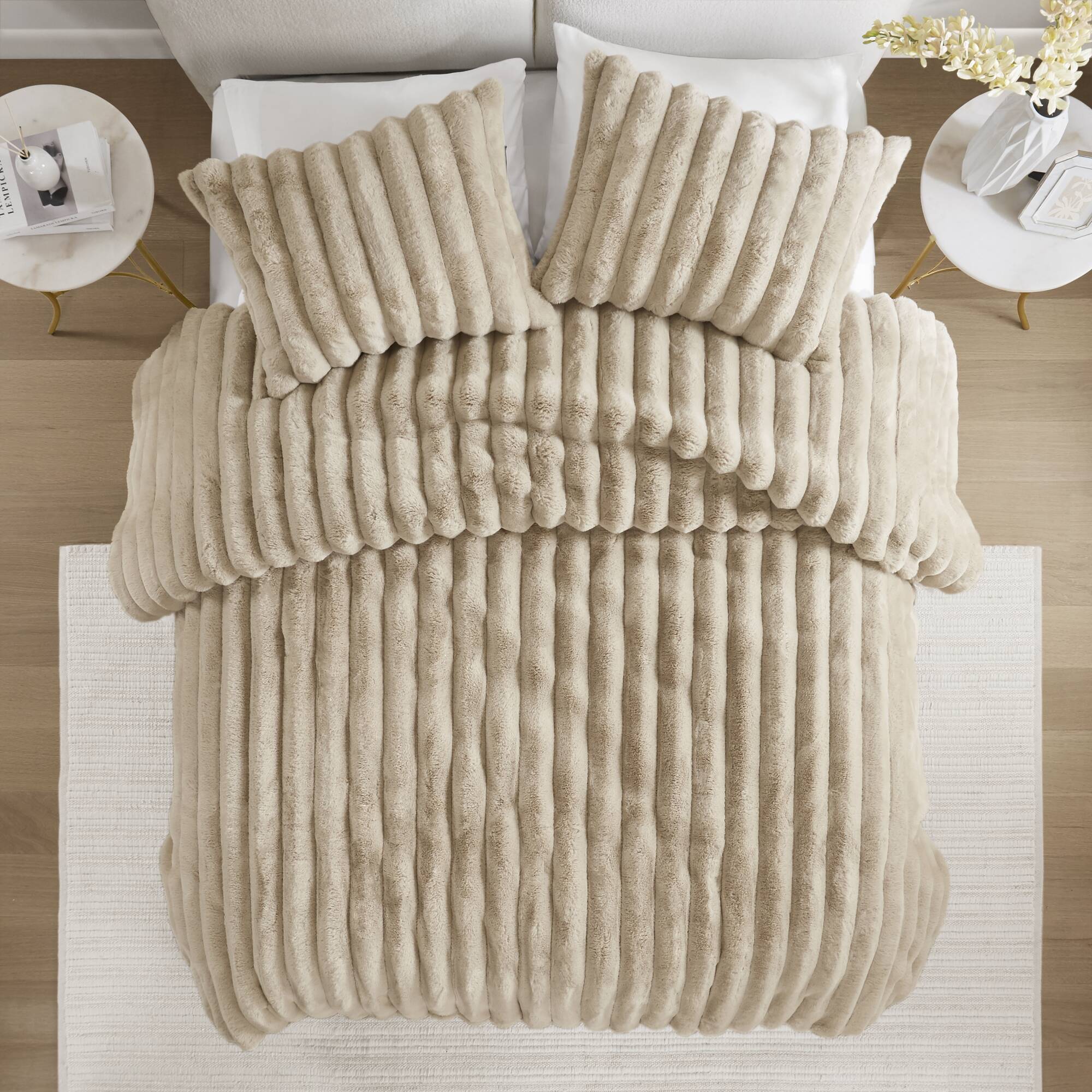 Ultrasoft Faux Fur Ribbed Comforter Set