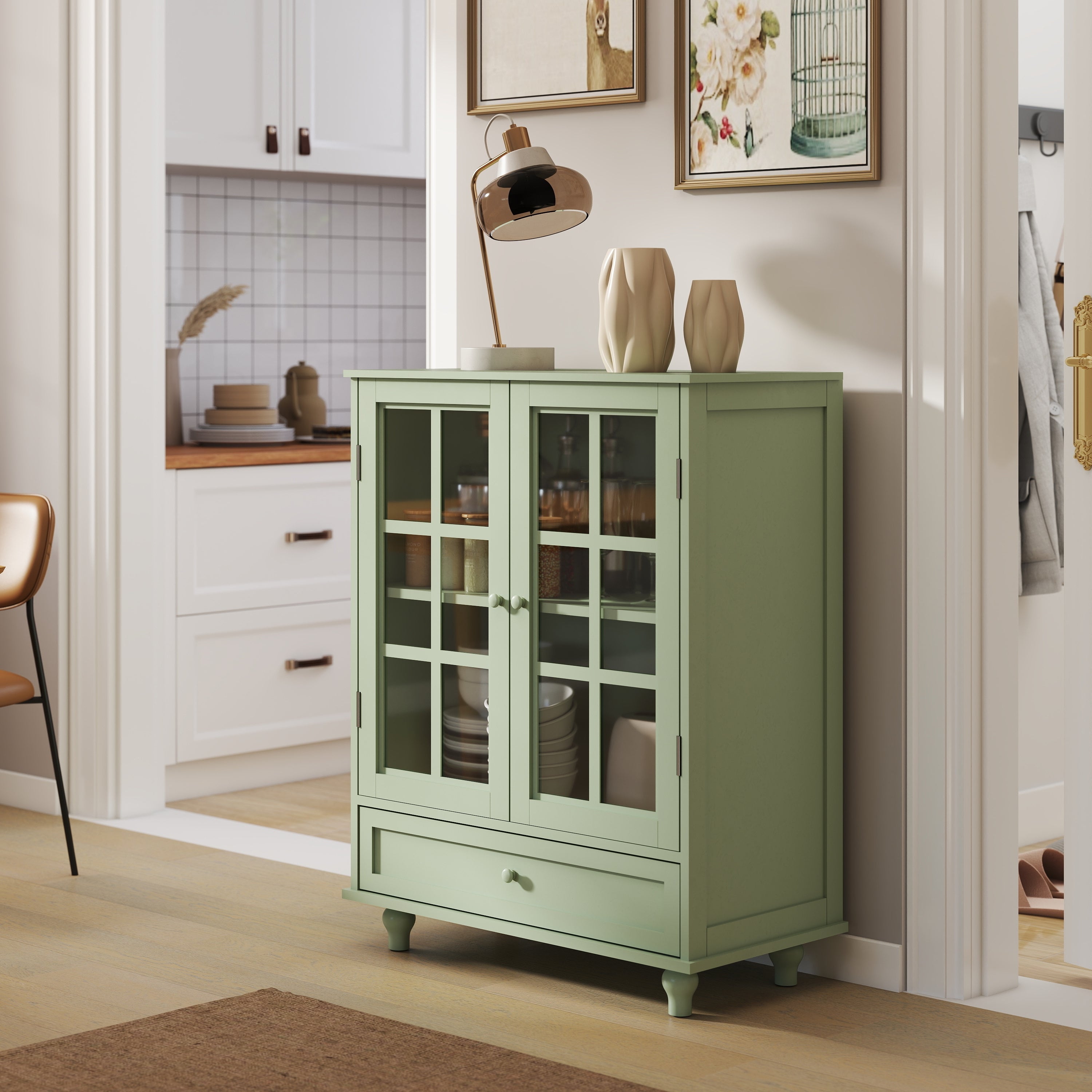 Double Glass Door Accent Cabinet
