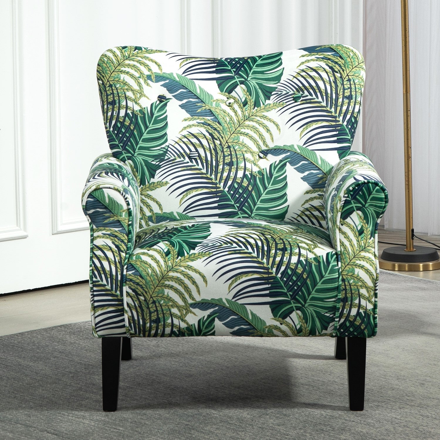 Palm Pattern  Wingback Accent Chair