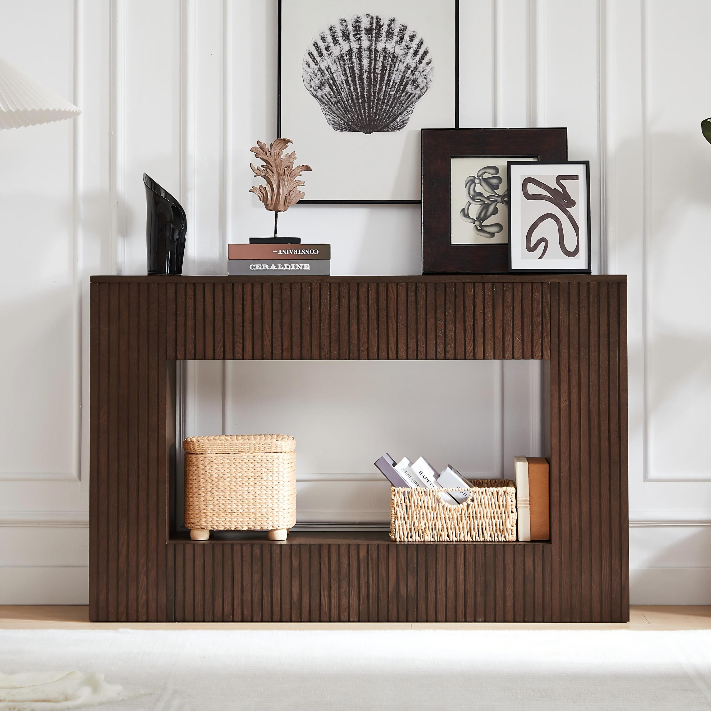 55" Modern Fluted Console Table