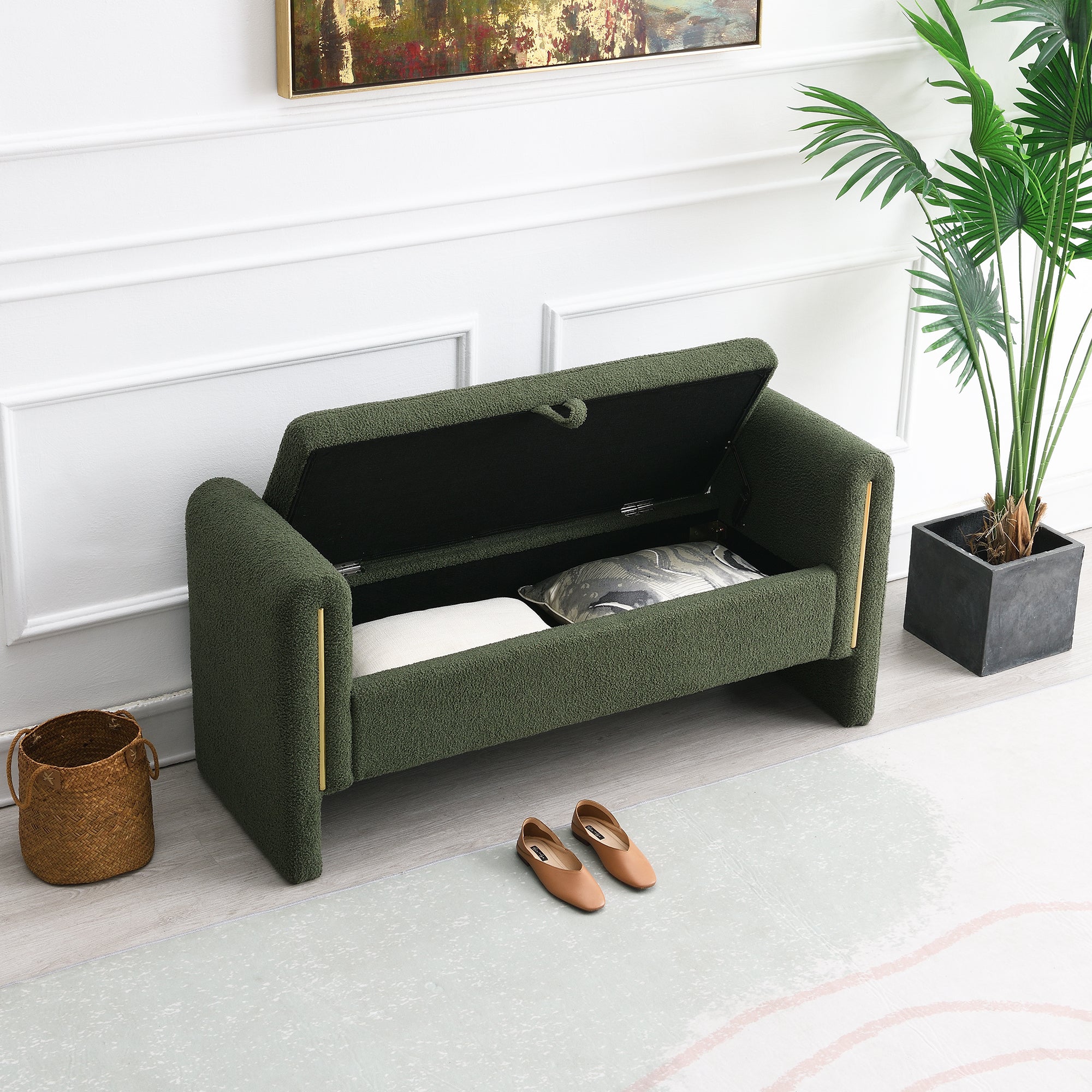 Modern Teddy Bench with Arms and Storage
