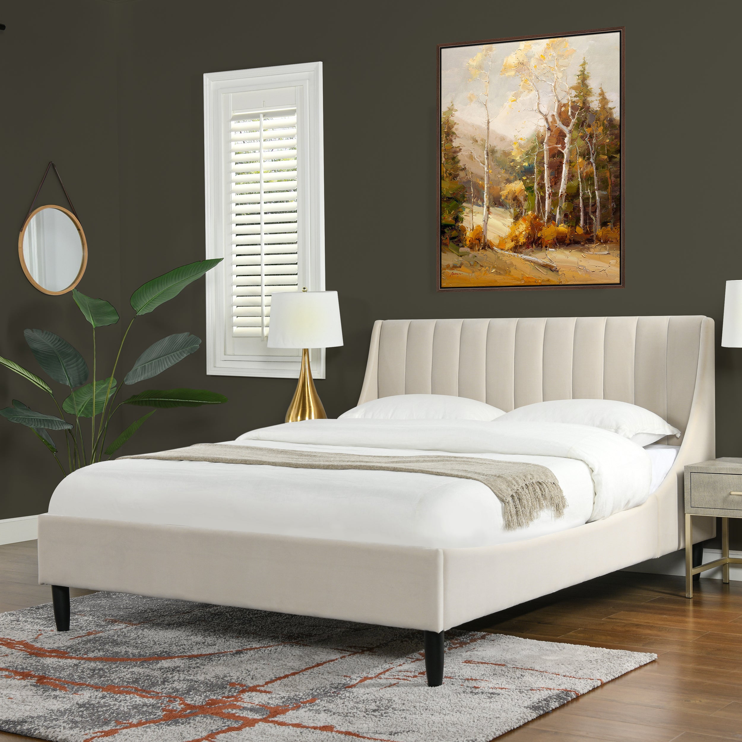 Asphodel Upholstered Platform Bed with Channel Tufted Headboard