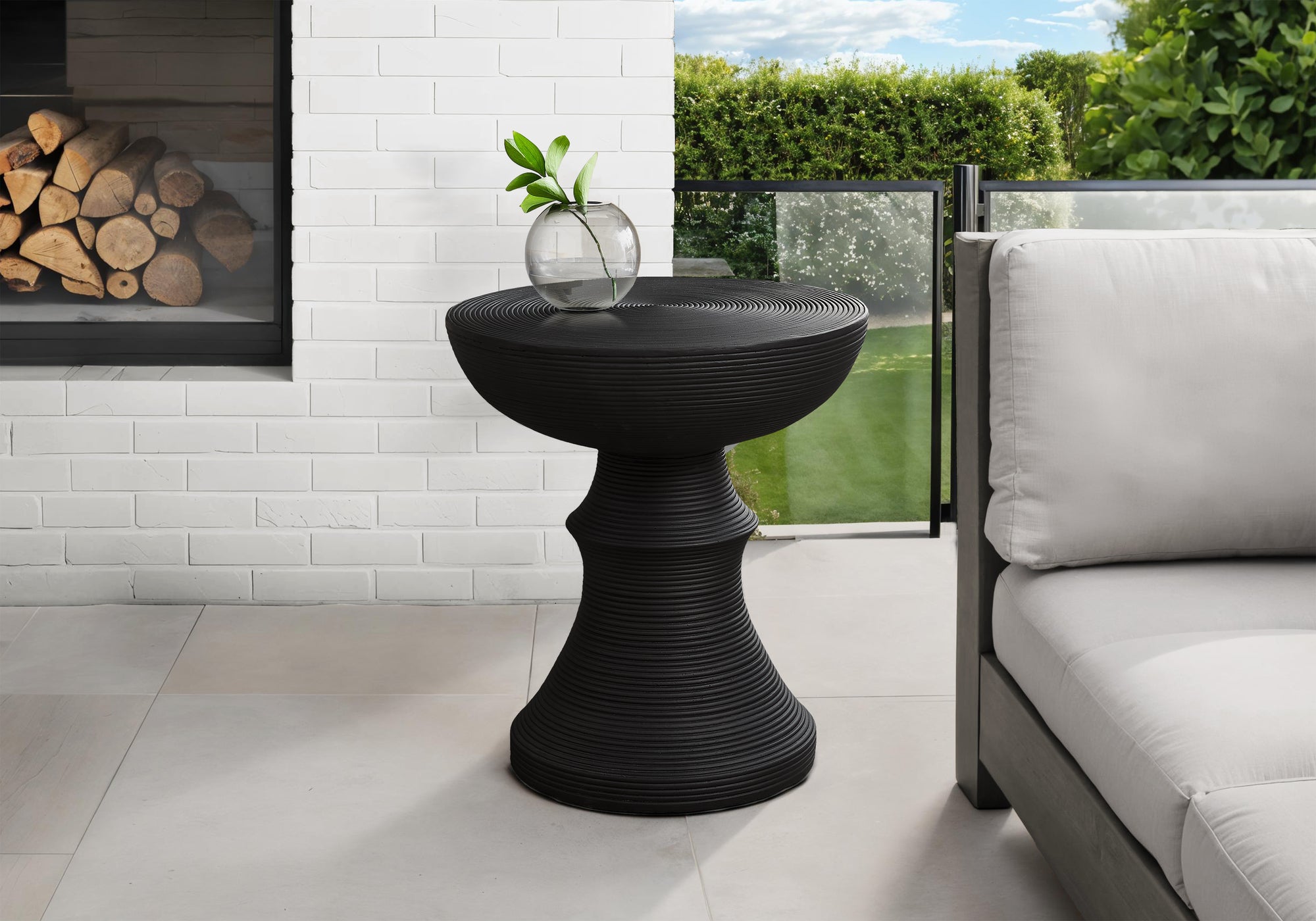 Modern Transitional Pedestal Indoor Outdoor Accent Table