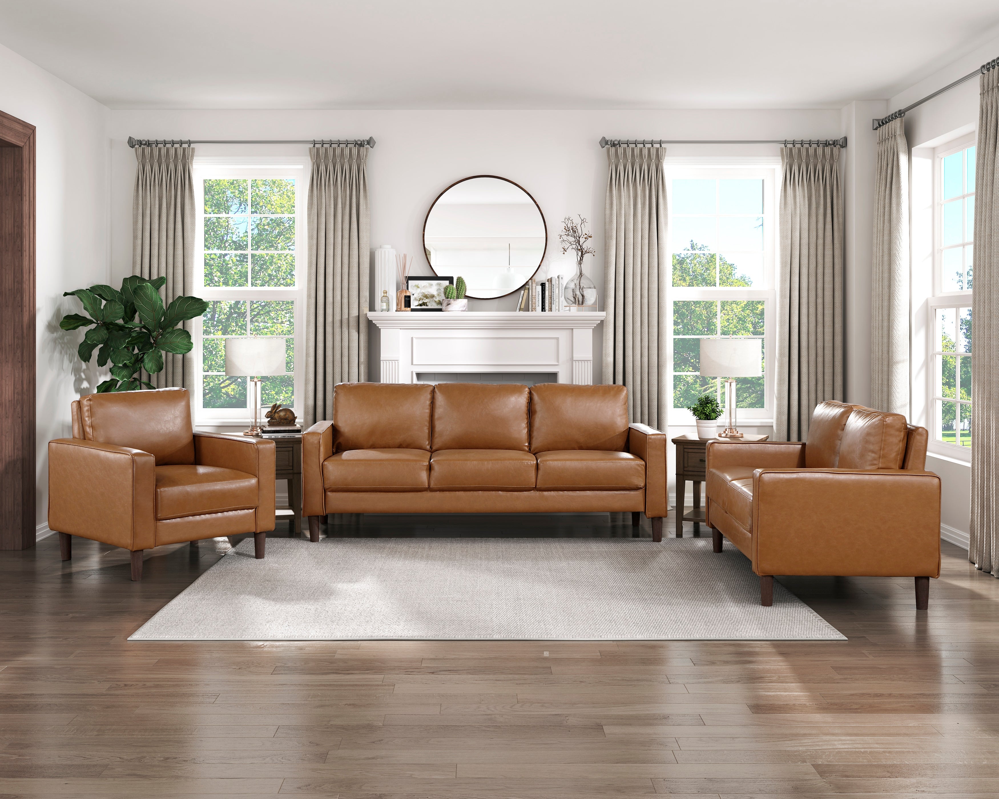 Keegan Modern Faux Leather Loveseat