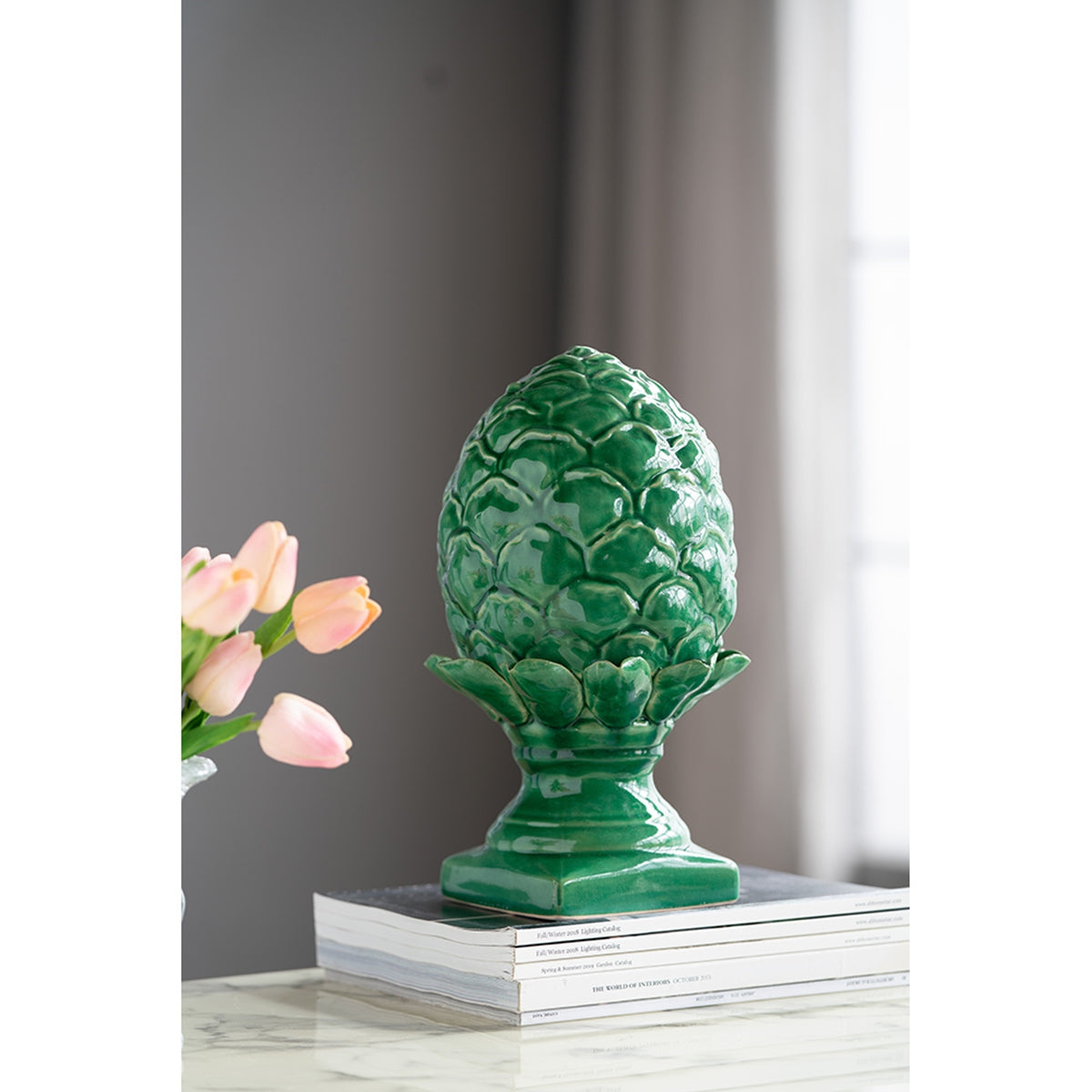 Helsa Ceramic Blooming Artichoke Accent