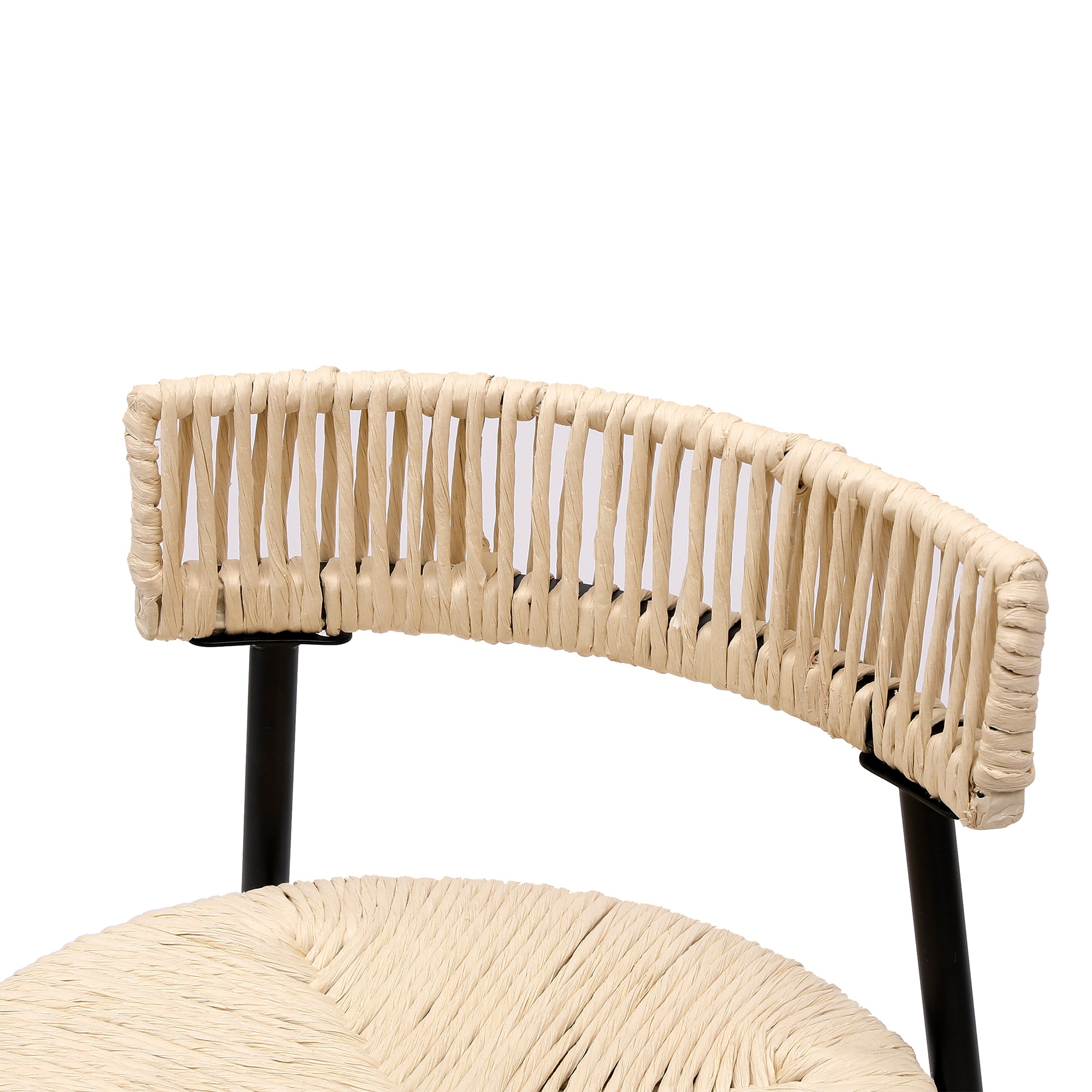 Boho Handwoven Paper Rope Counter Stools, Set of 2