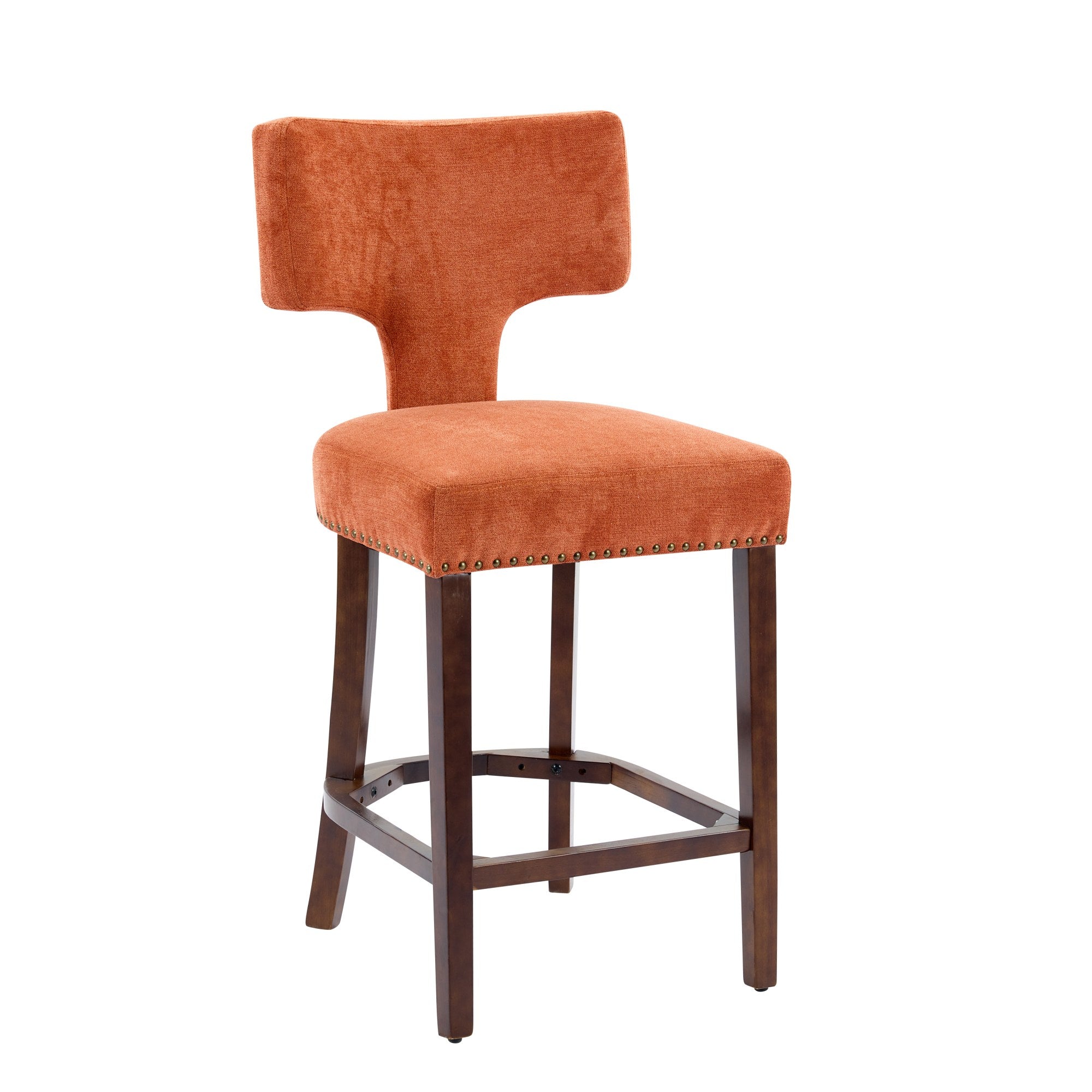 Upholstered T-Back Counter Height Bar Stools, Set of 2