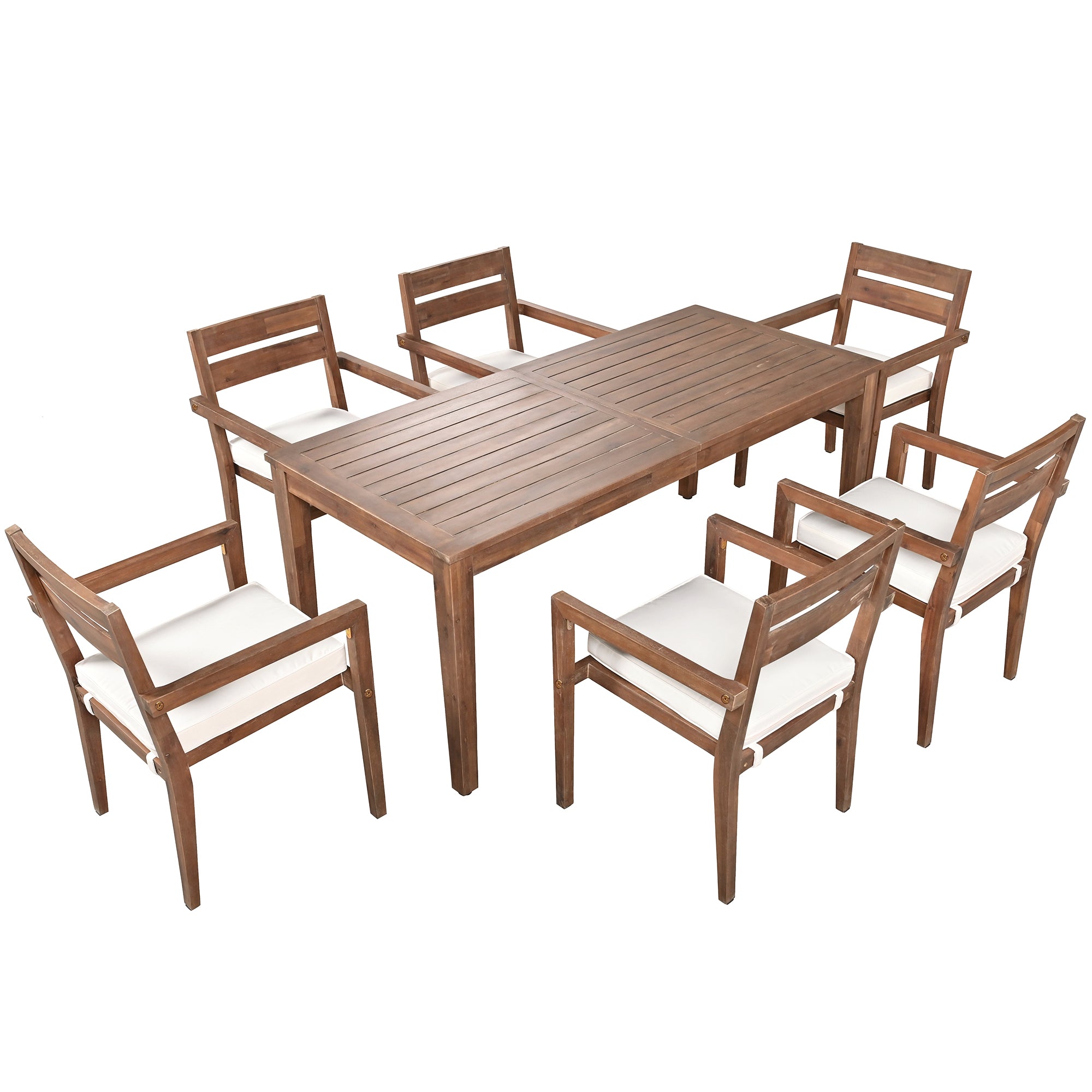 Acacia Wood Outdoor Dining Set with Table And 6 Chairs