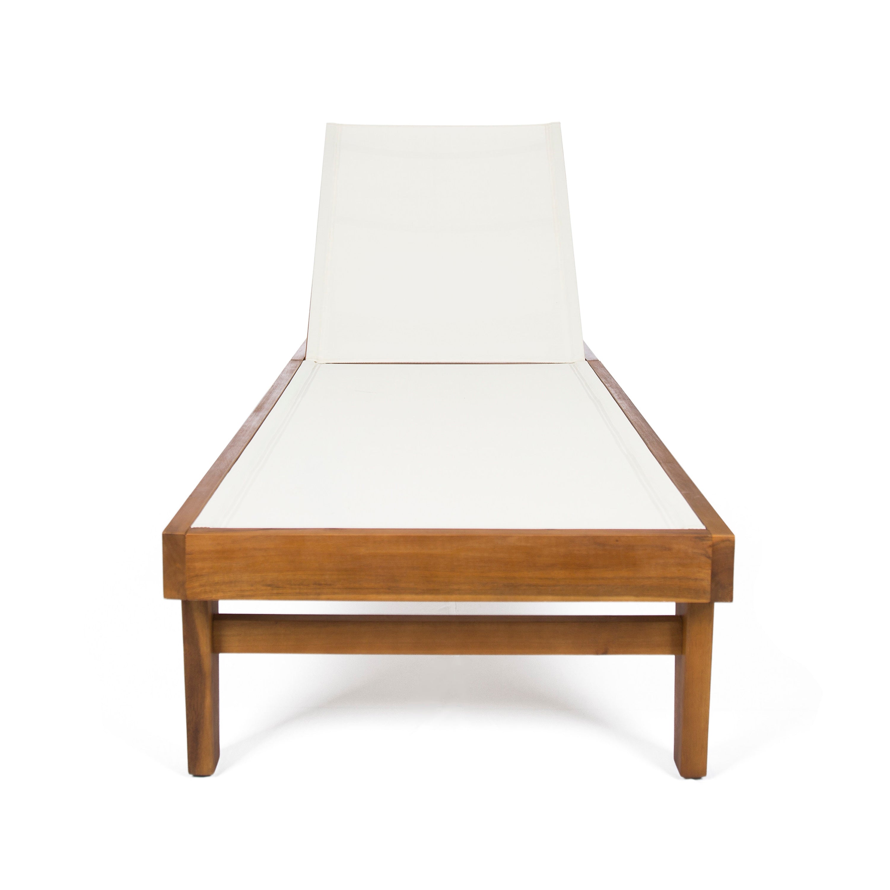 Outdoor Chaise Lounge with Acacia Wood Frame