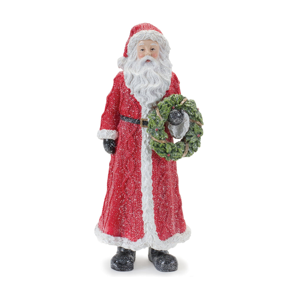 Glitter Santa Figurine with Pine Accent (Set of 3)