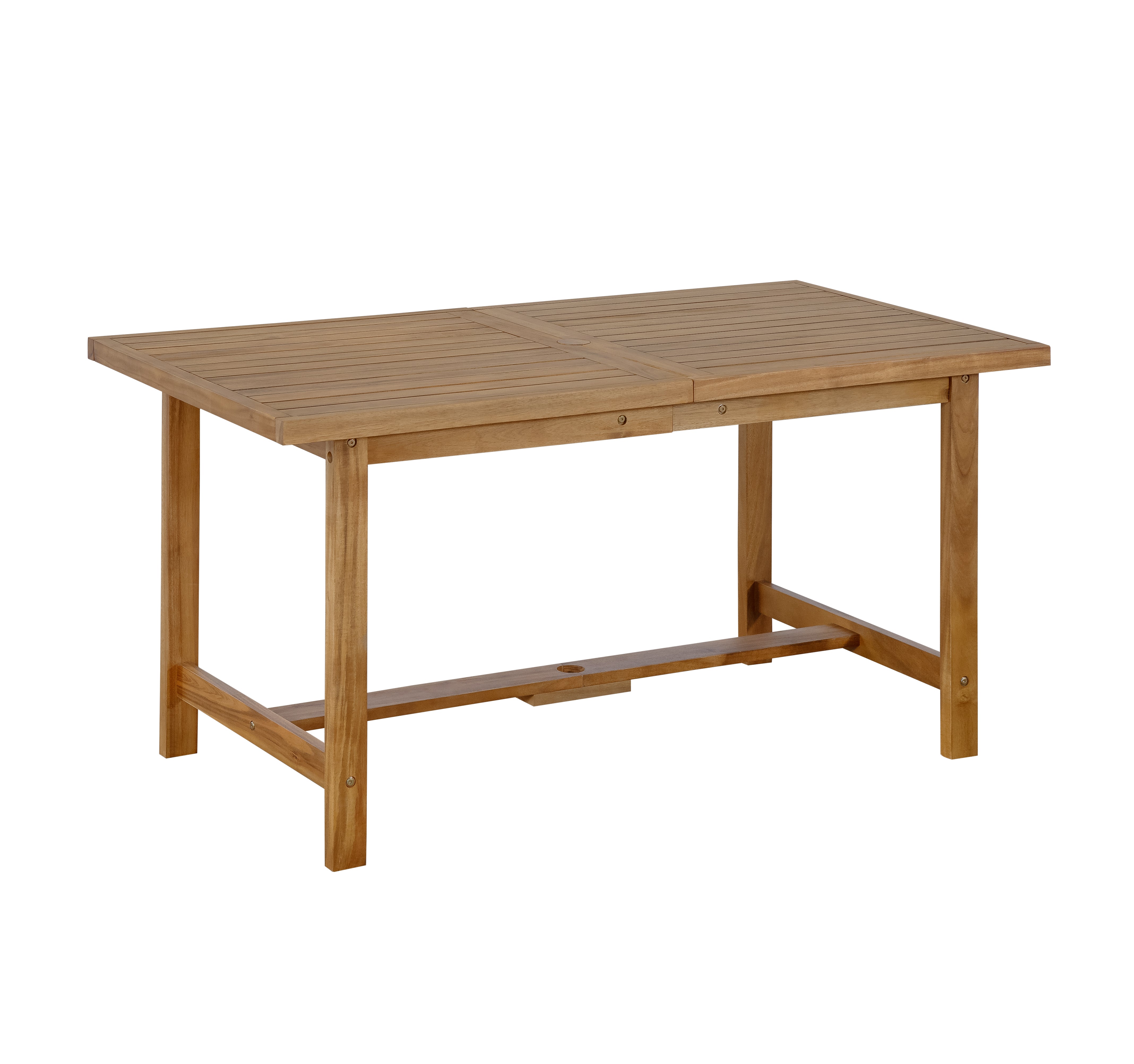 5-Piece Outdoor Acacia Wood Outdoor Dining Set, 59.06-Inch Rectangular Table with Umbrella Hole