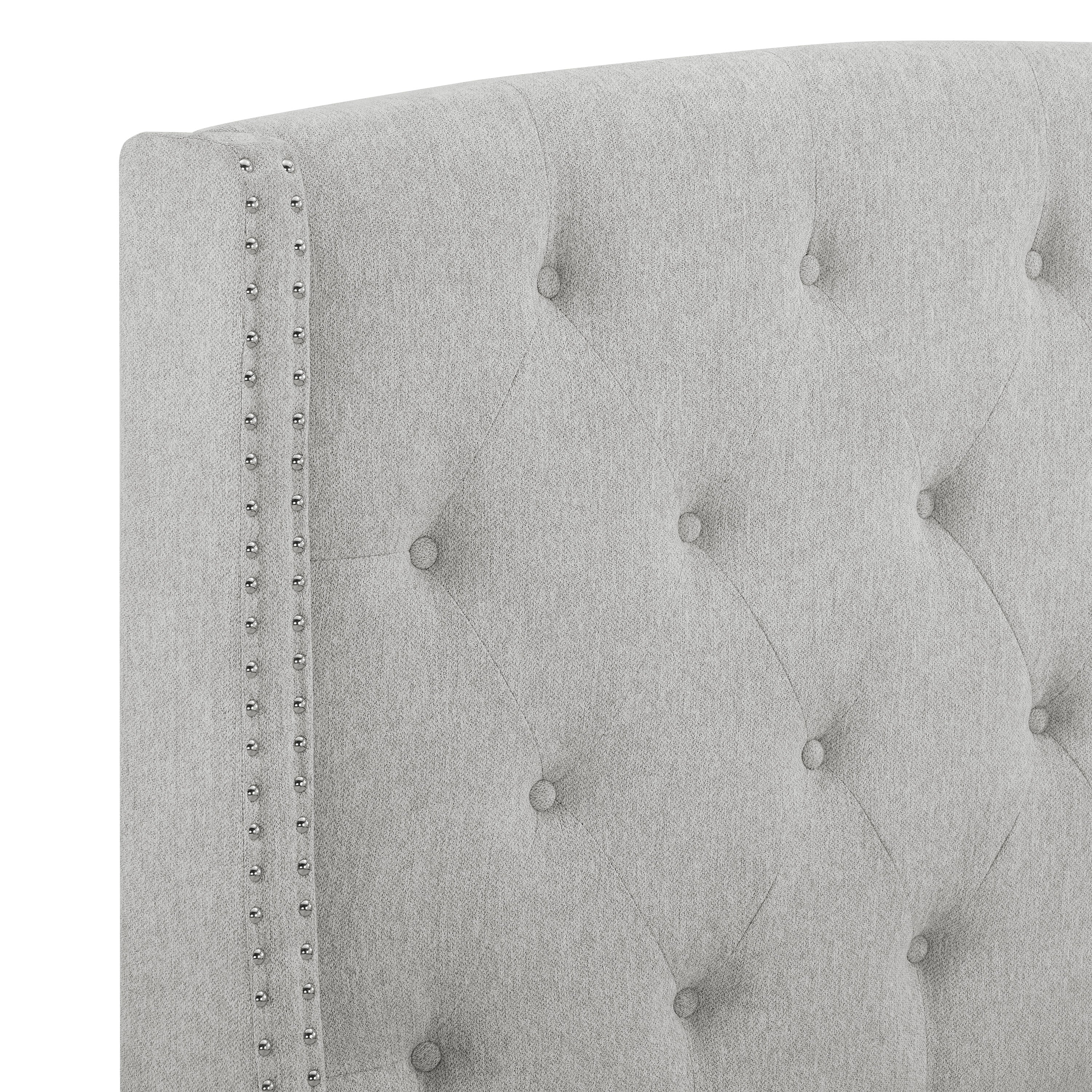 Upholstered Button Tufted Nailhead Panel Bed