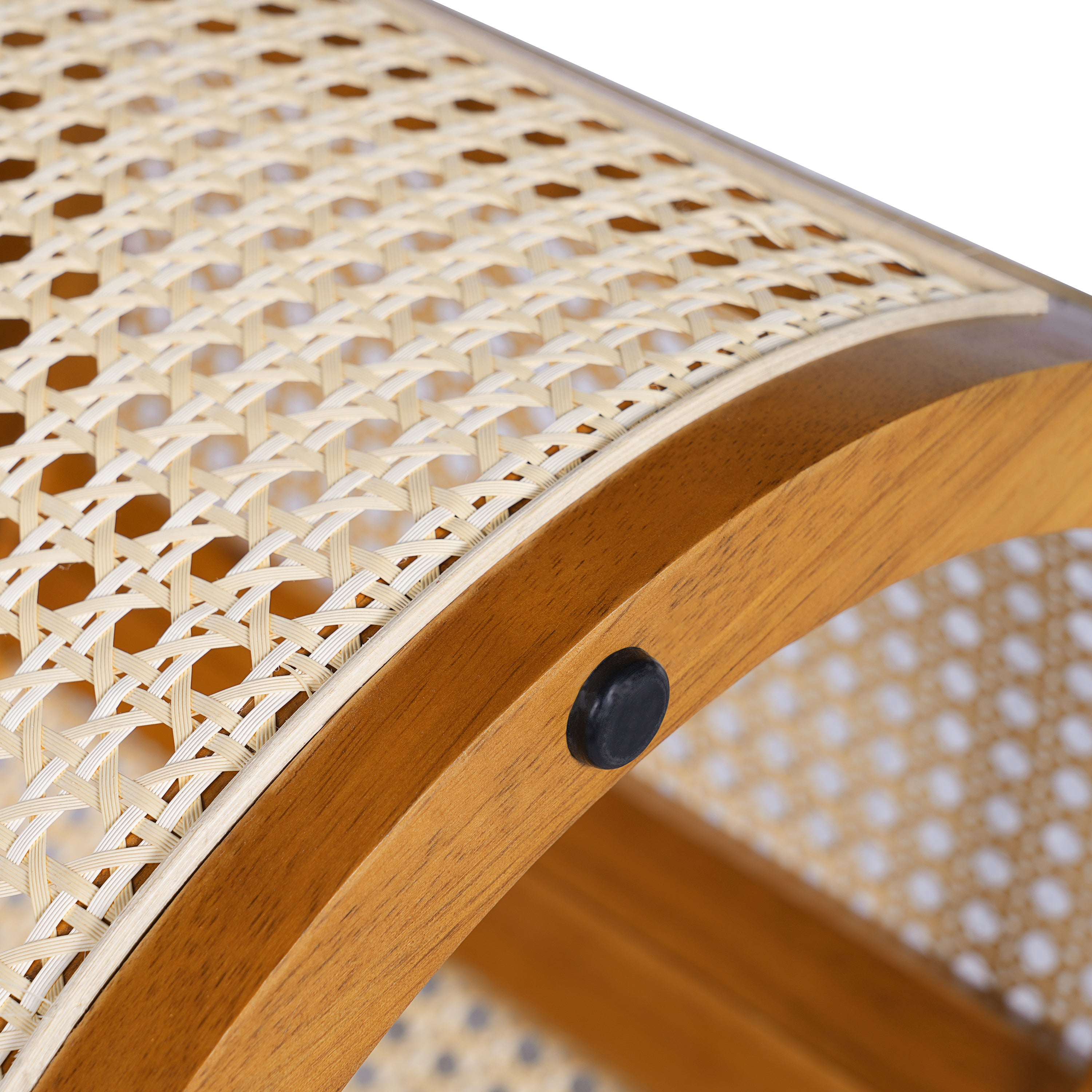 Round Rattan Pillar Storage Accent Table