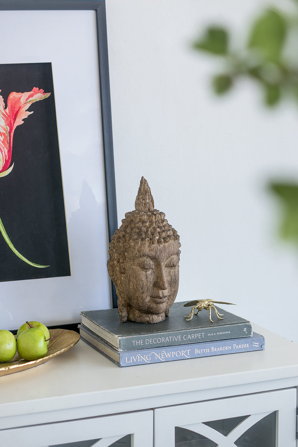 Meditating Buddha Head Sculpture, Large