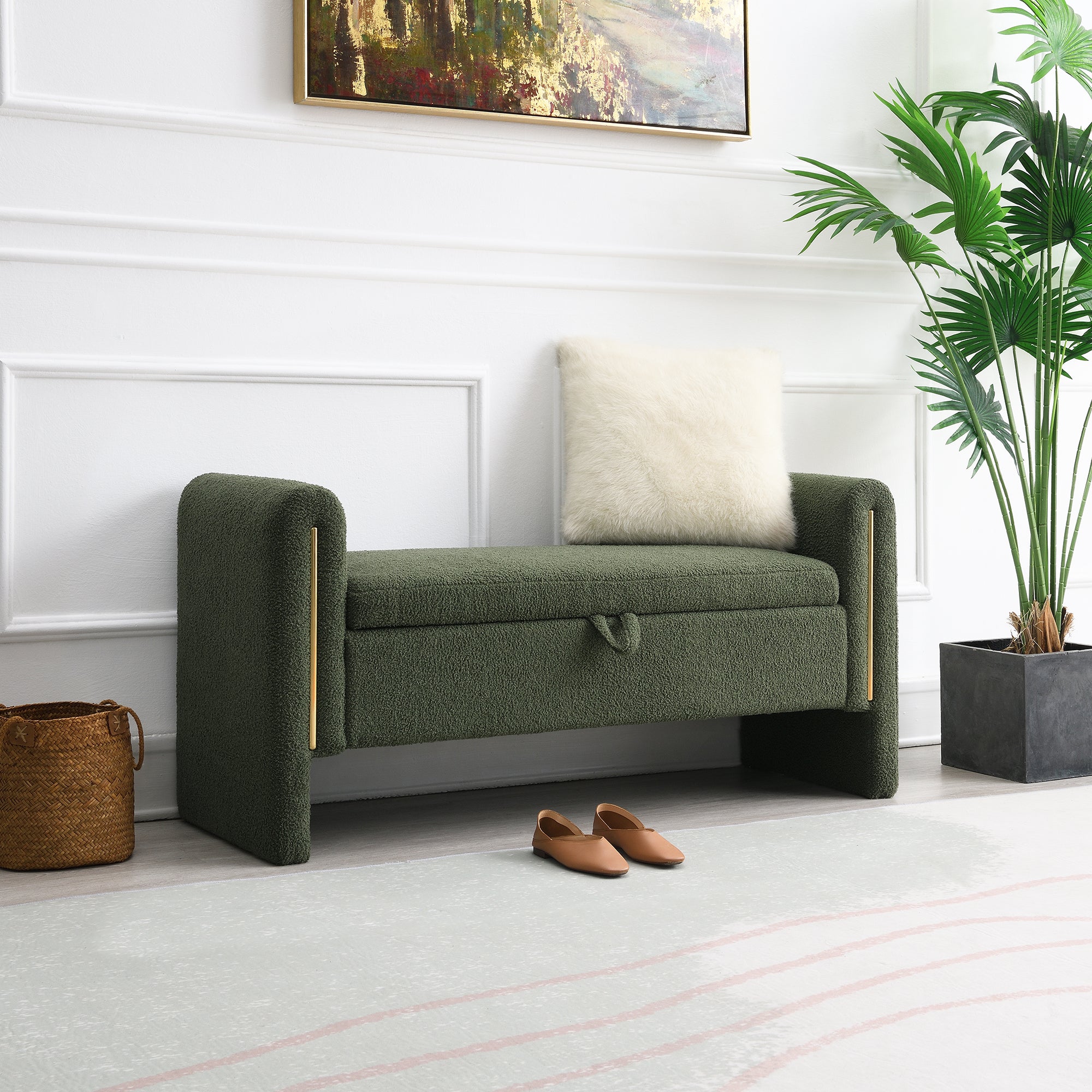 Modern Teddy Bench with Arms and Storage