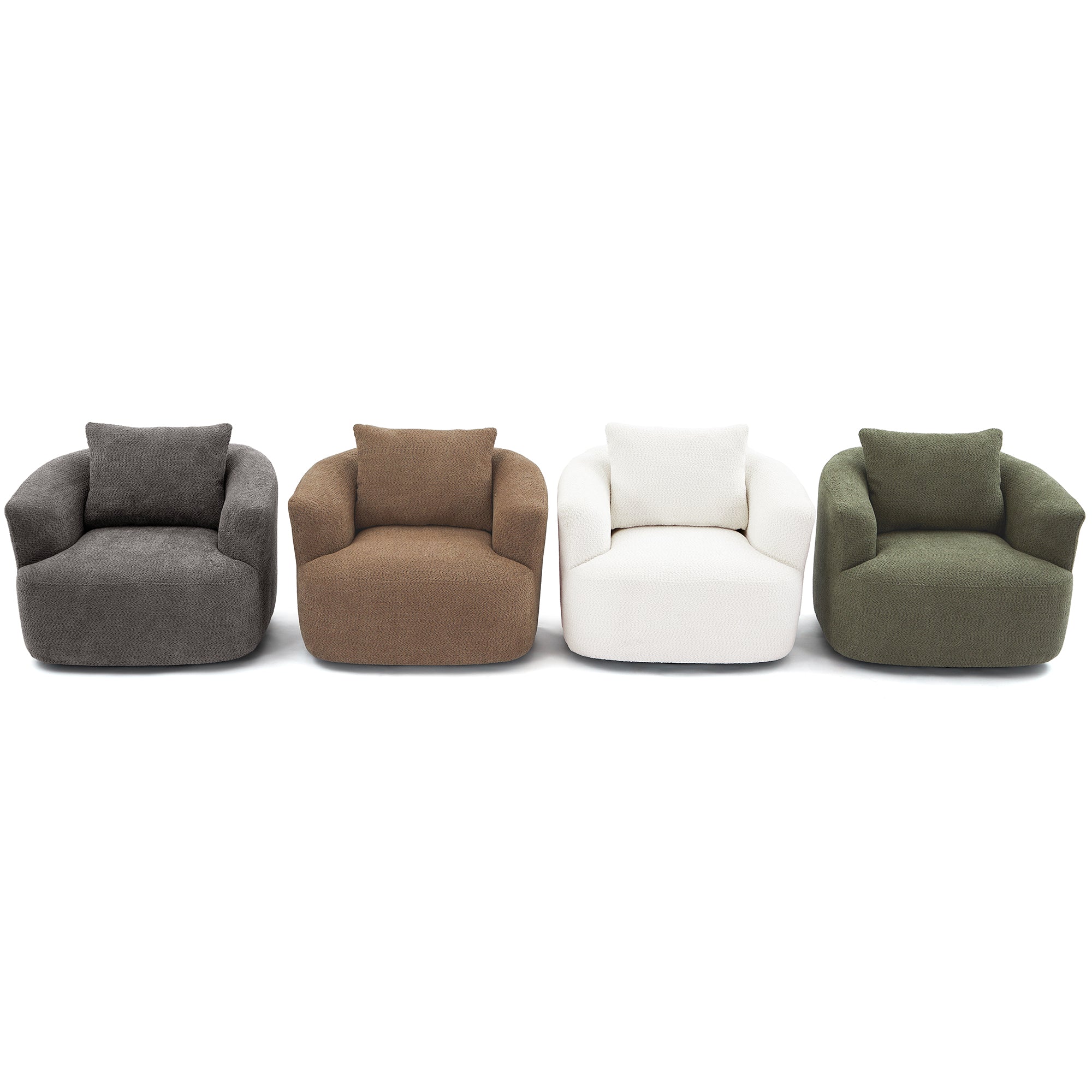 360° Swivel Barrel Chenille Upholstered Accent Chair with Throw Pillow