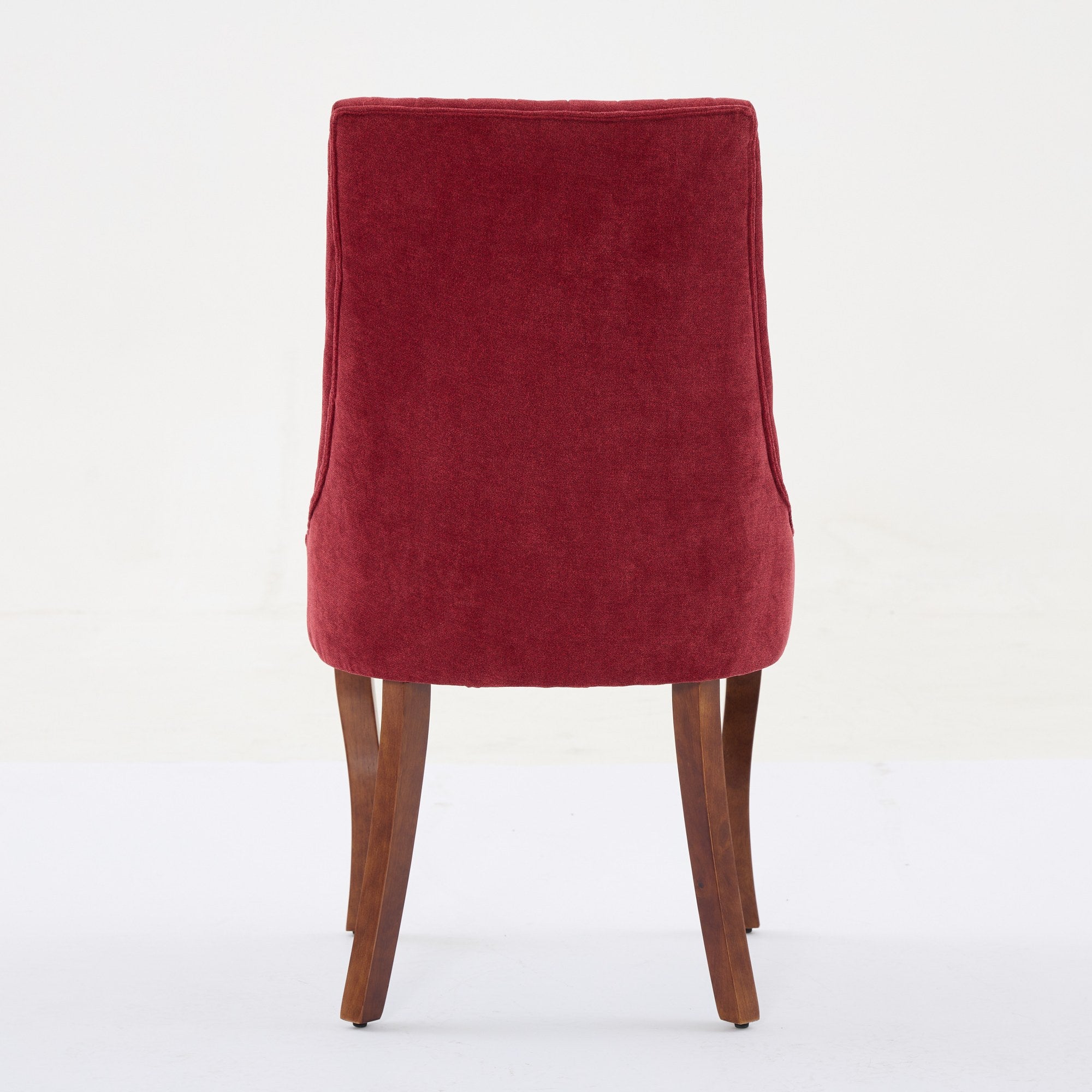 Rayon Cloth Flocking Linen Dining Chairs Channel Kitchen Dinner Chair Comfy Fabric Upholstered Accent Chair for Dining Room with Curved Solid Wood Legs,Set of 2 (Wine Red), SW1847WR