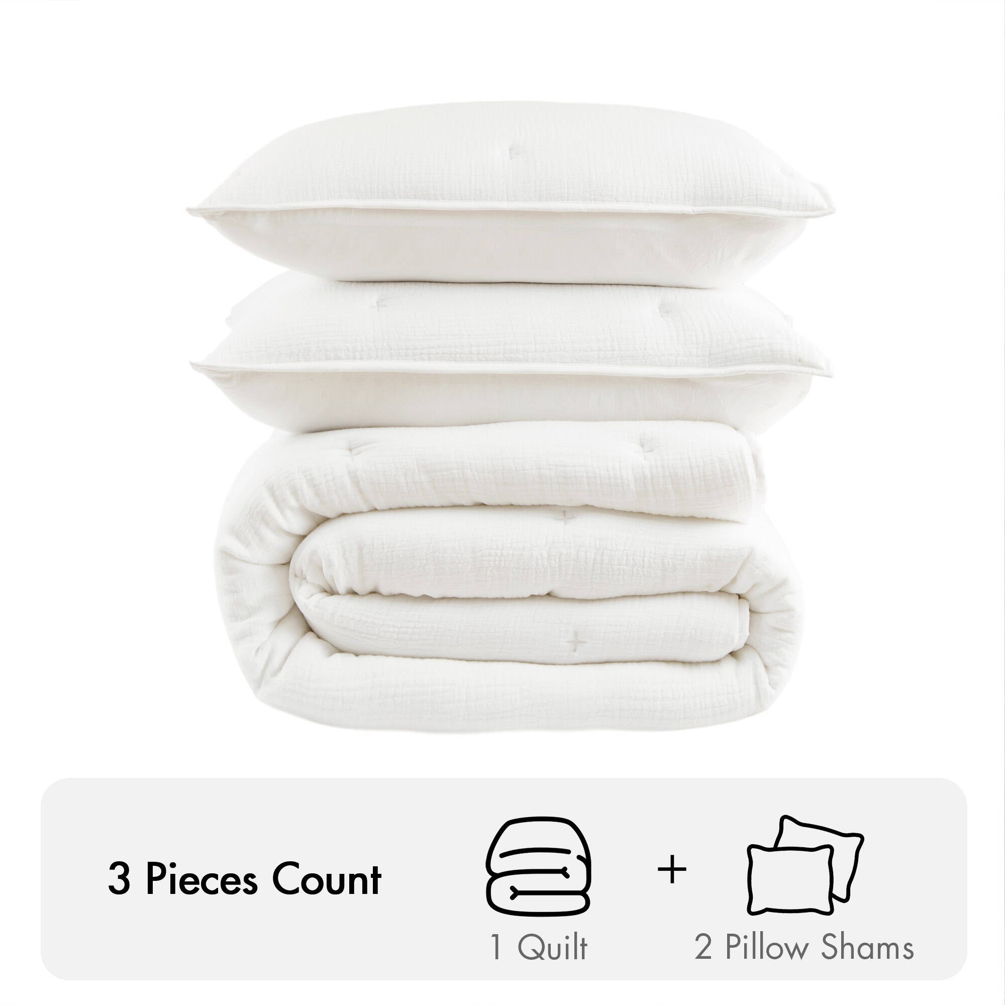 3 Piece Cotton Gauze Embroidered Quilt Set