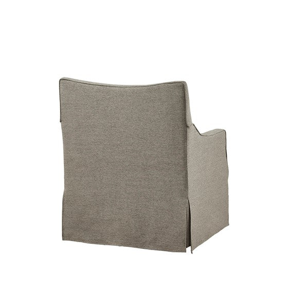 Upholstered Swivel Chair with Sloped Armrests and Back Pillow