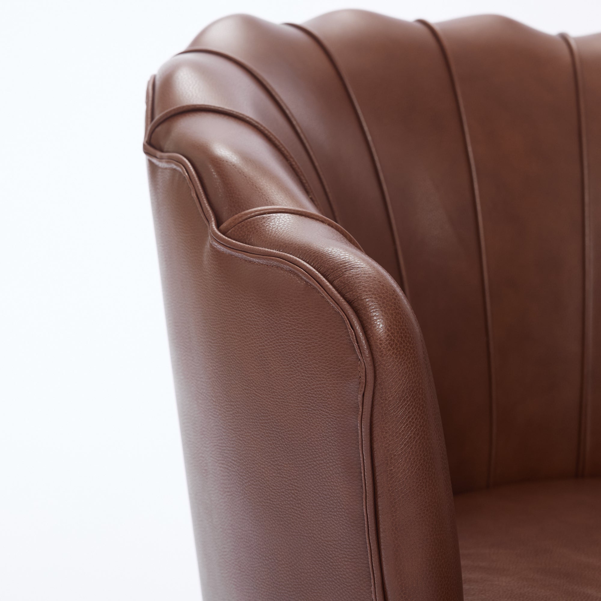 Genuine Top-Grain Leather Swivel Wing-Back Accent Chair