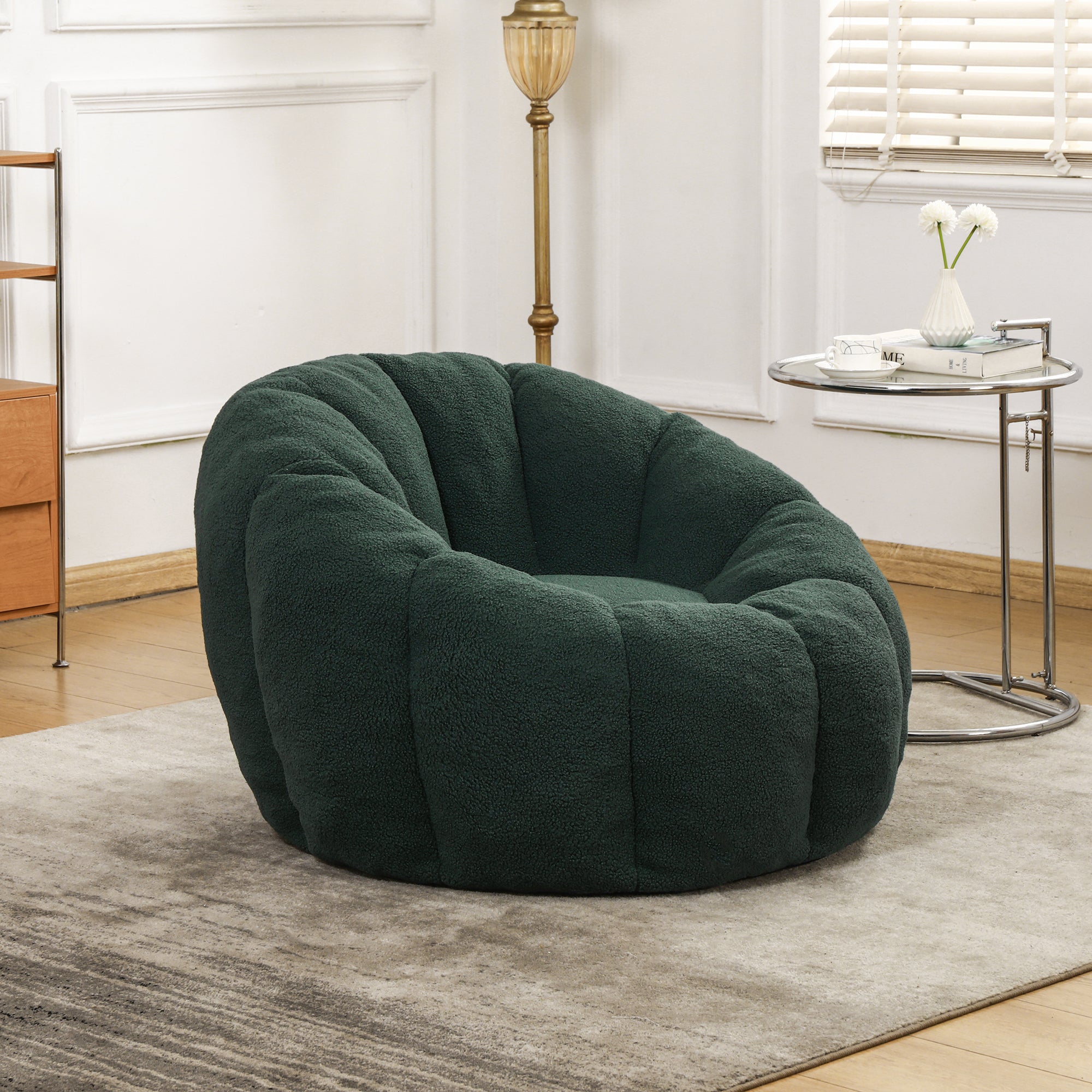 Plush Faux Fur Bean Bag Chair with Armrests