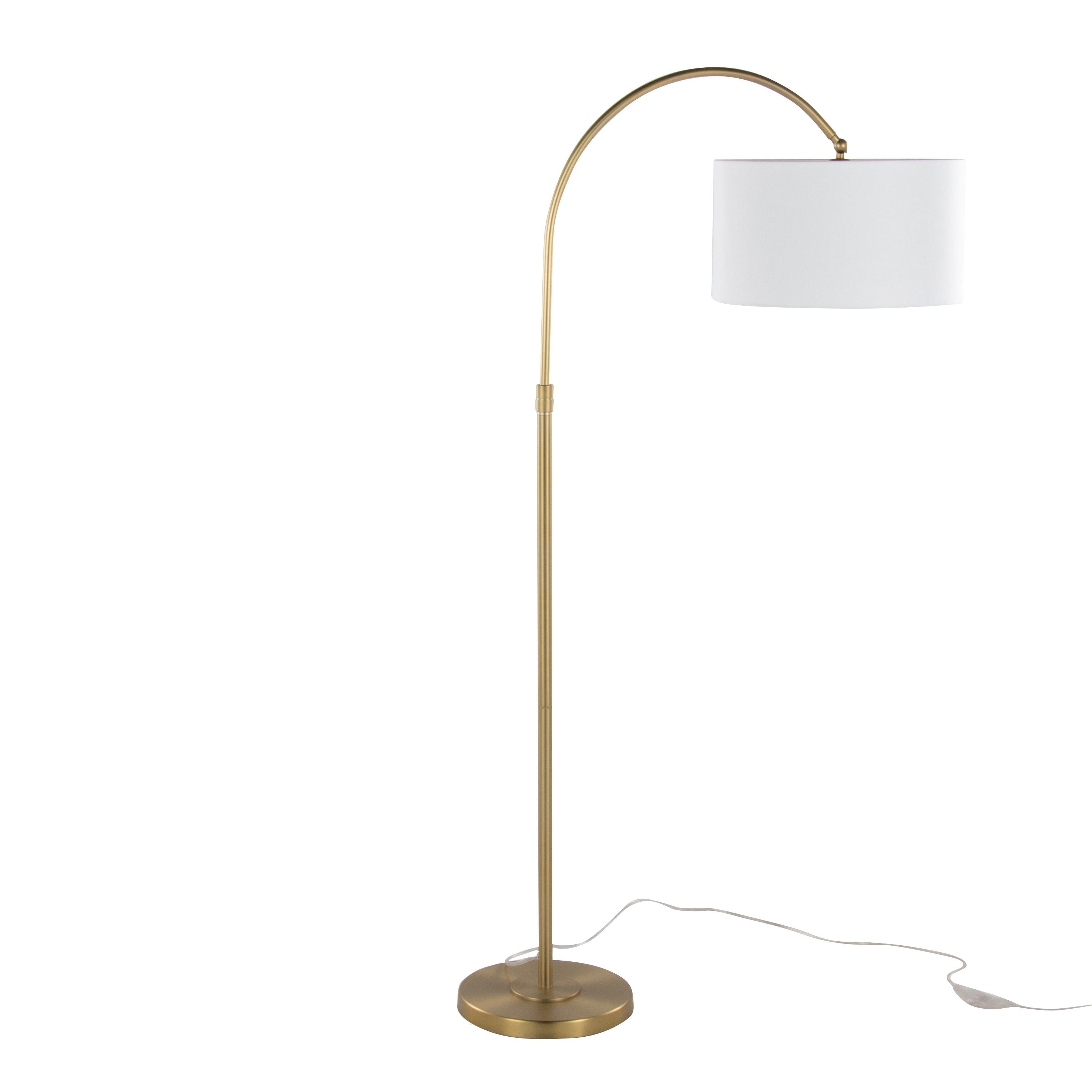 63" Floor Lamp with Drum Shade and Arched Metal Neck