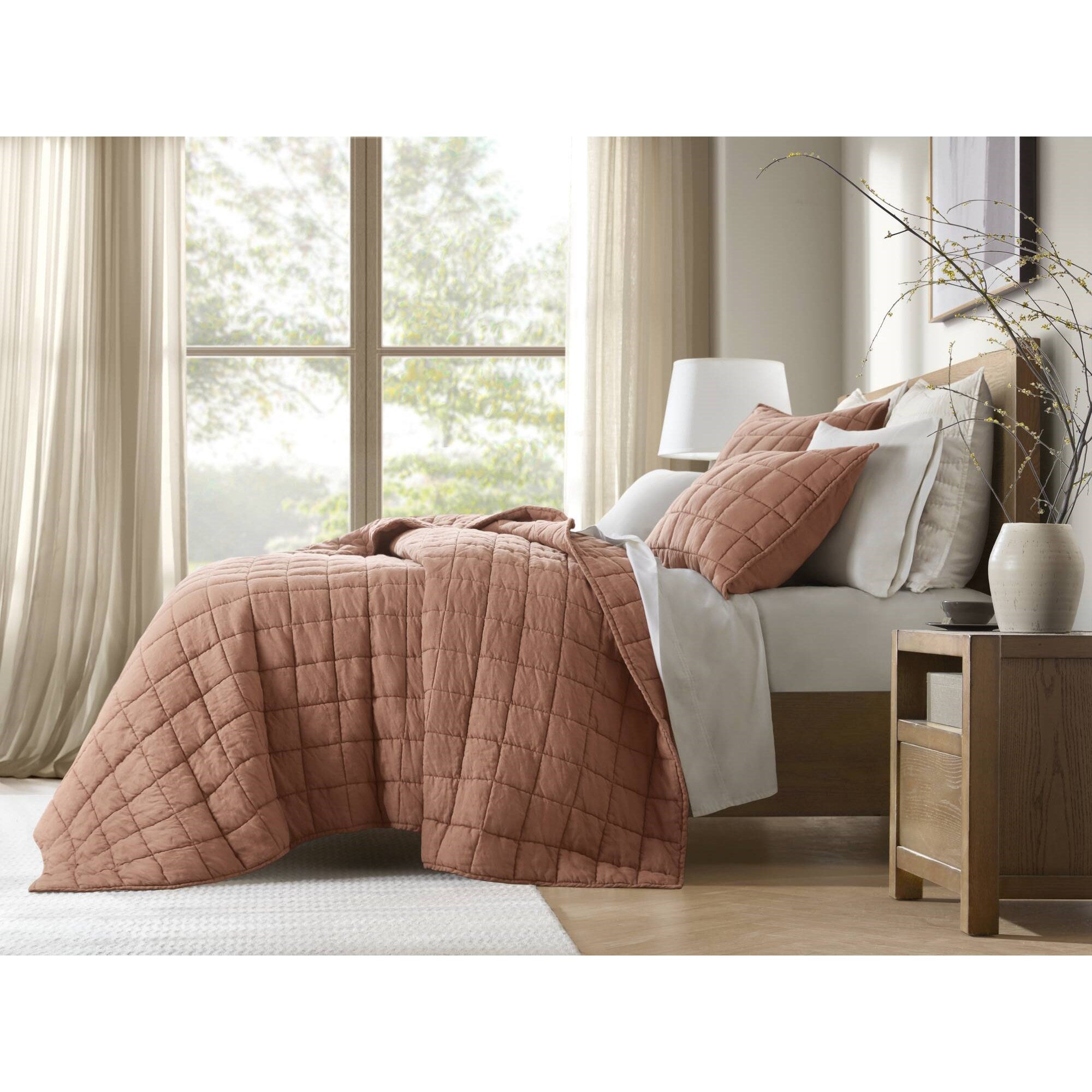 3 Piece Garment Washed French Linen Quilt Set