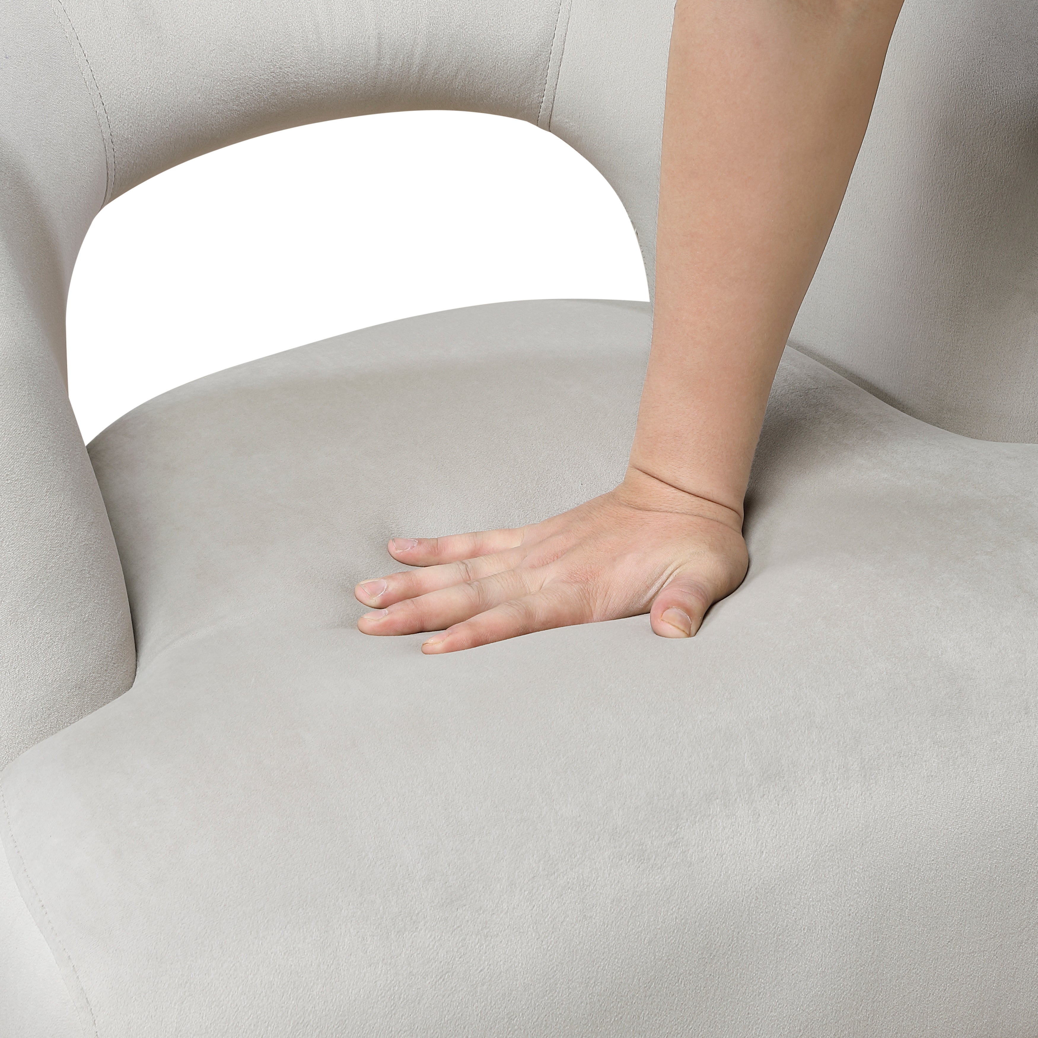 Modern Plush Velvet Open Back Barrel Accent Chair
