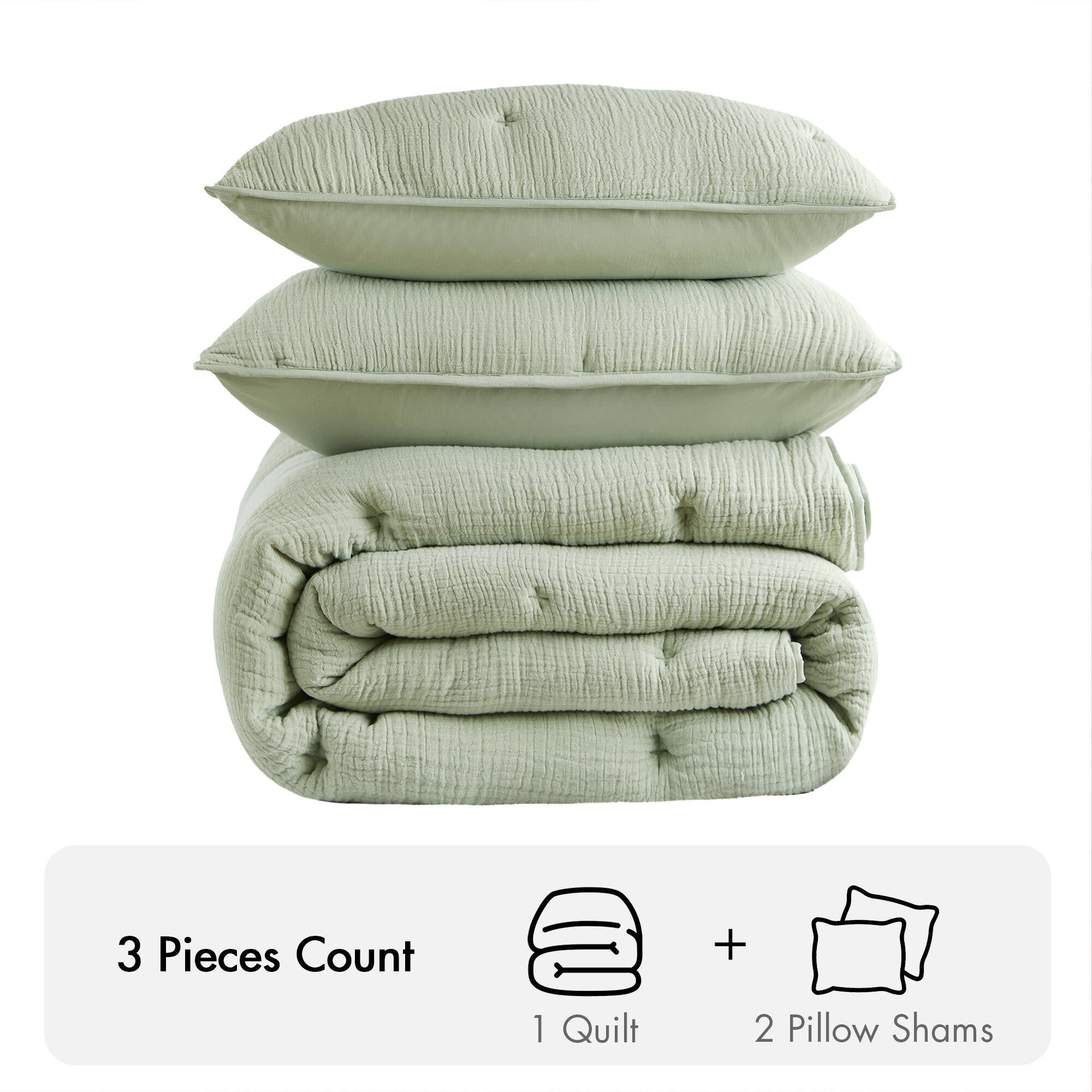 3 Piece Cotton Gauze Embroidered Quilt Set