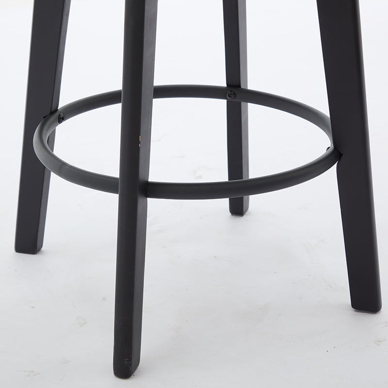 Modern Velvet Button Tufted Swivel Bar Stool with Metal Pull Ring