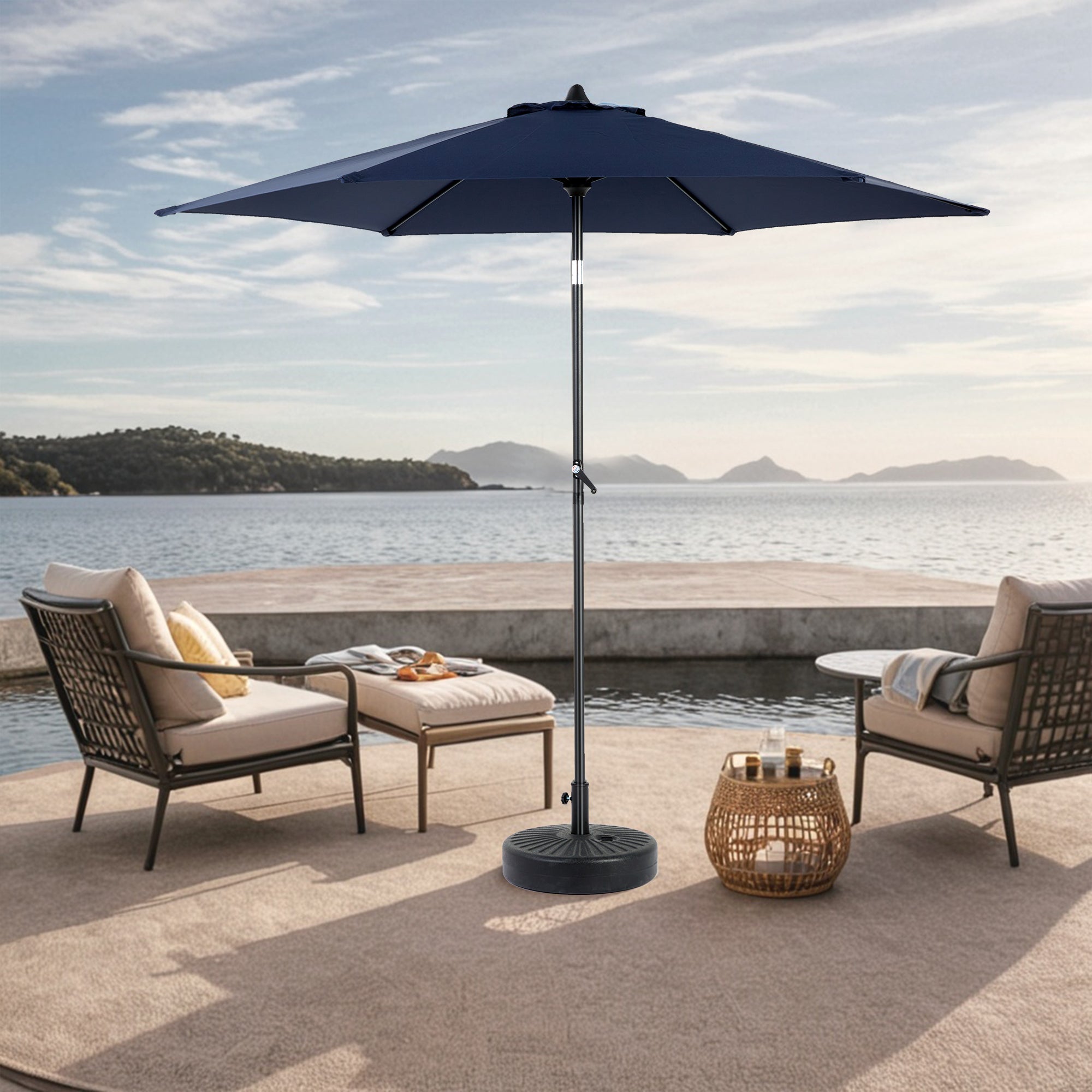 9' Outdoor Patio Umbrella Outdoor Table Umbrella with Push Button Tilt and Crank, Base Not Included