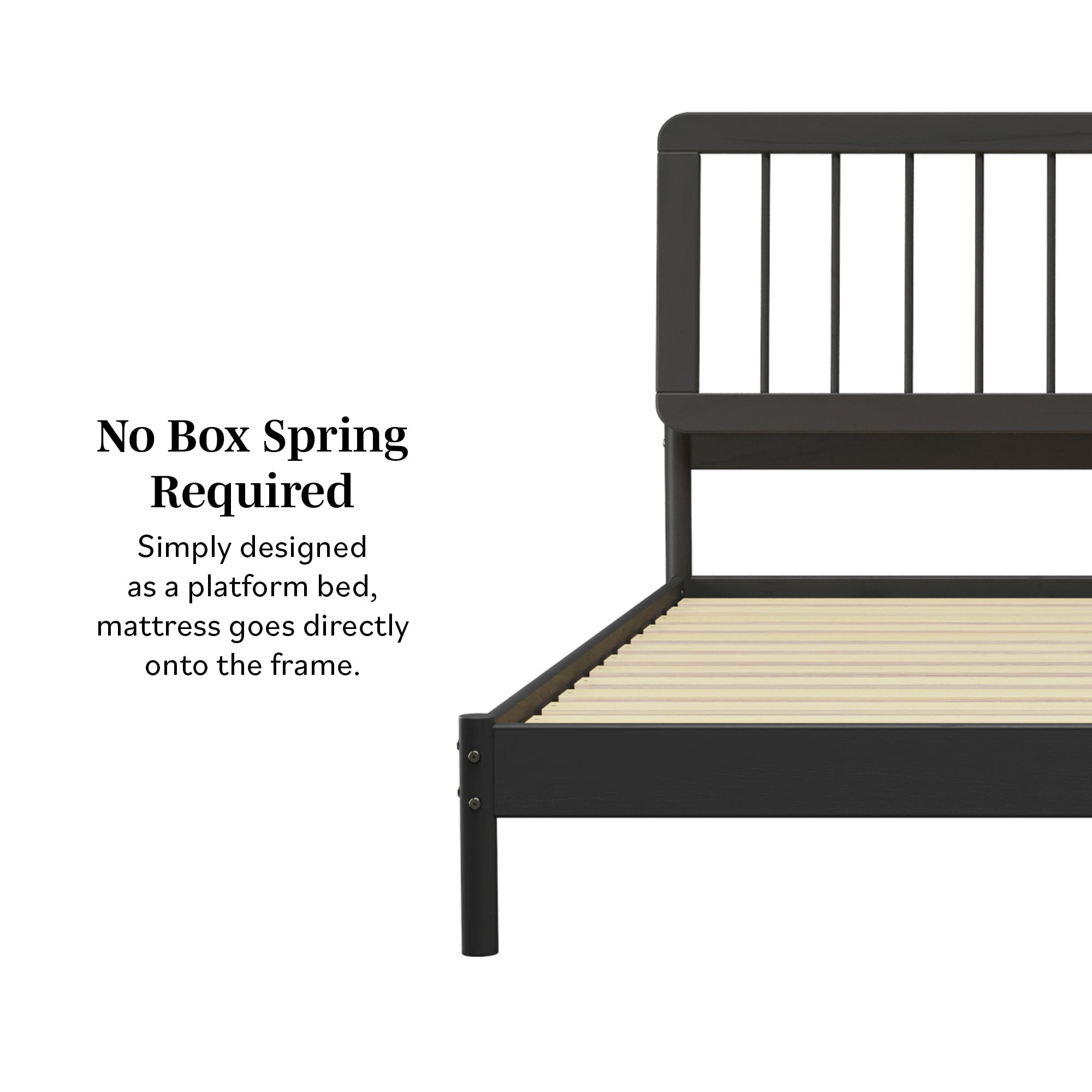 Illusive Solid Wood Spindle Bed with Slat Back