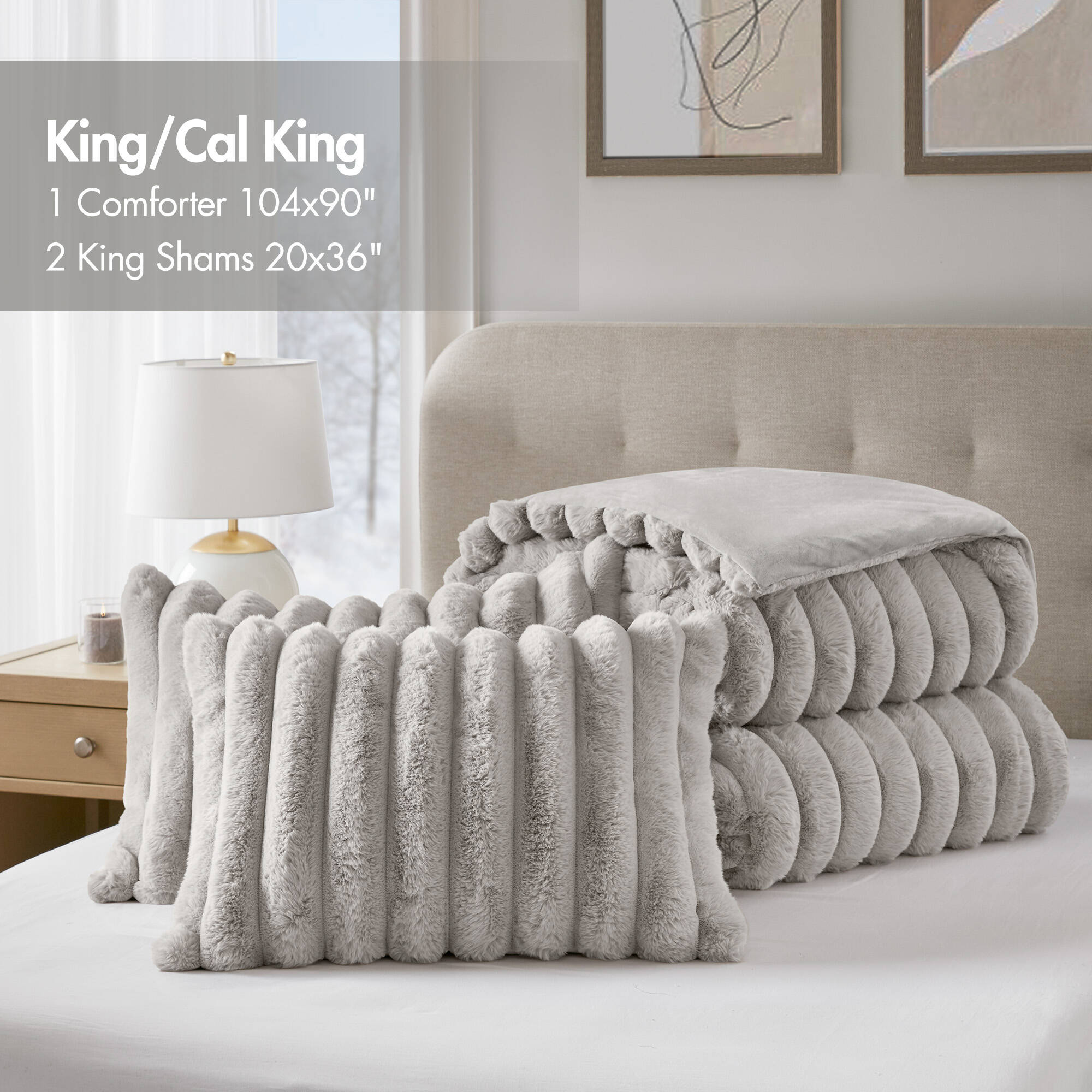 Ultrasoft Faux Fur Ribbed Comforter Set