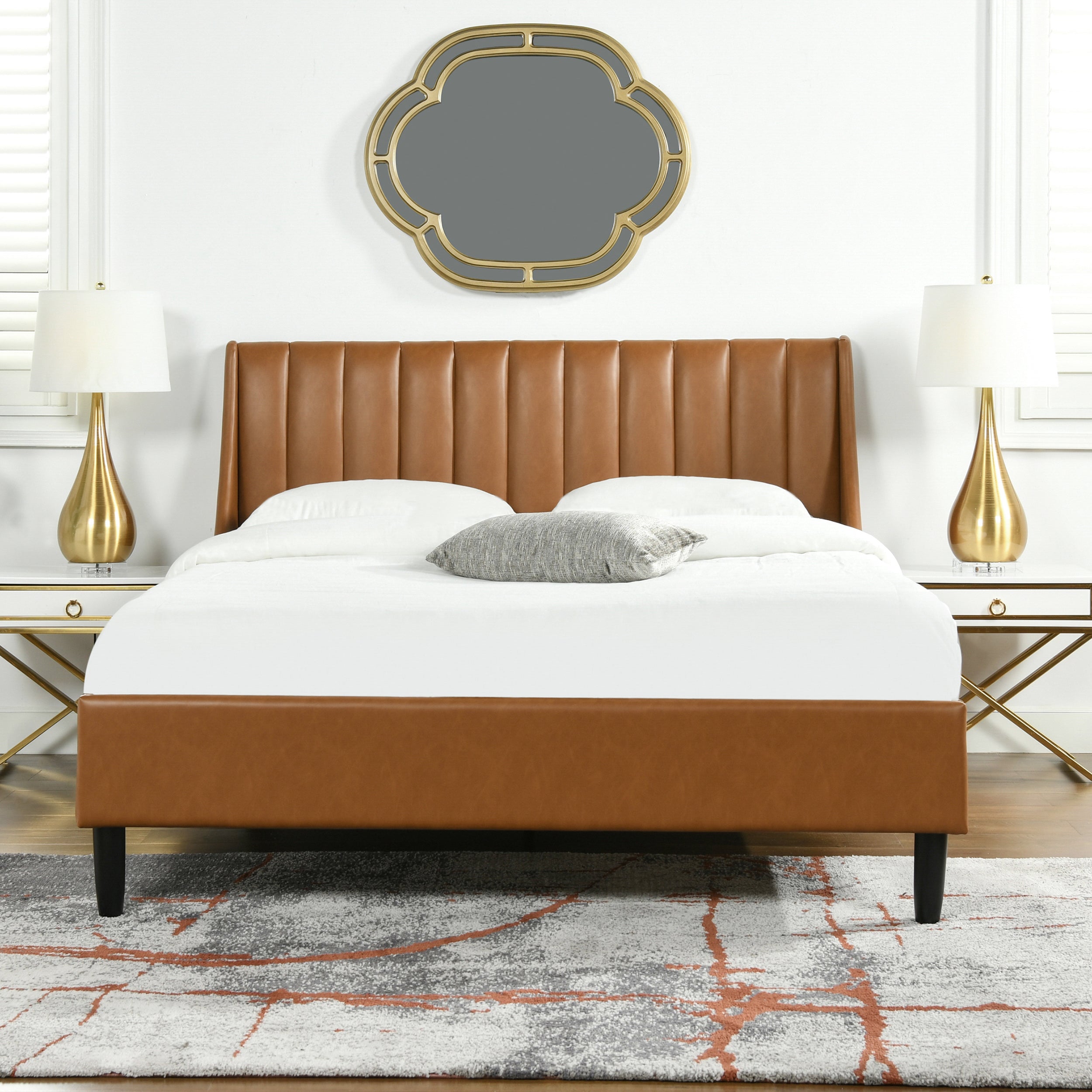 Asphodel Upholstered Platform Bed with Channel Tufted Headboard