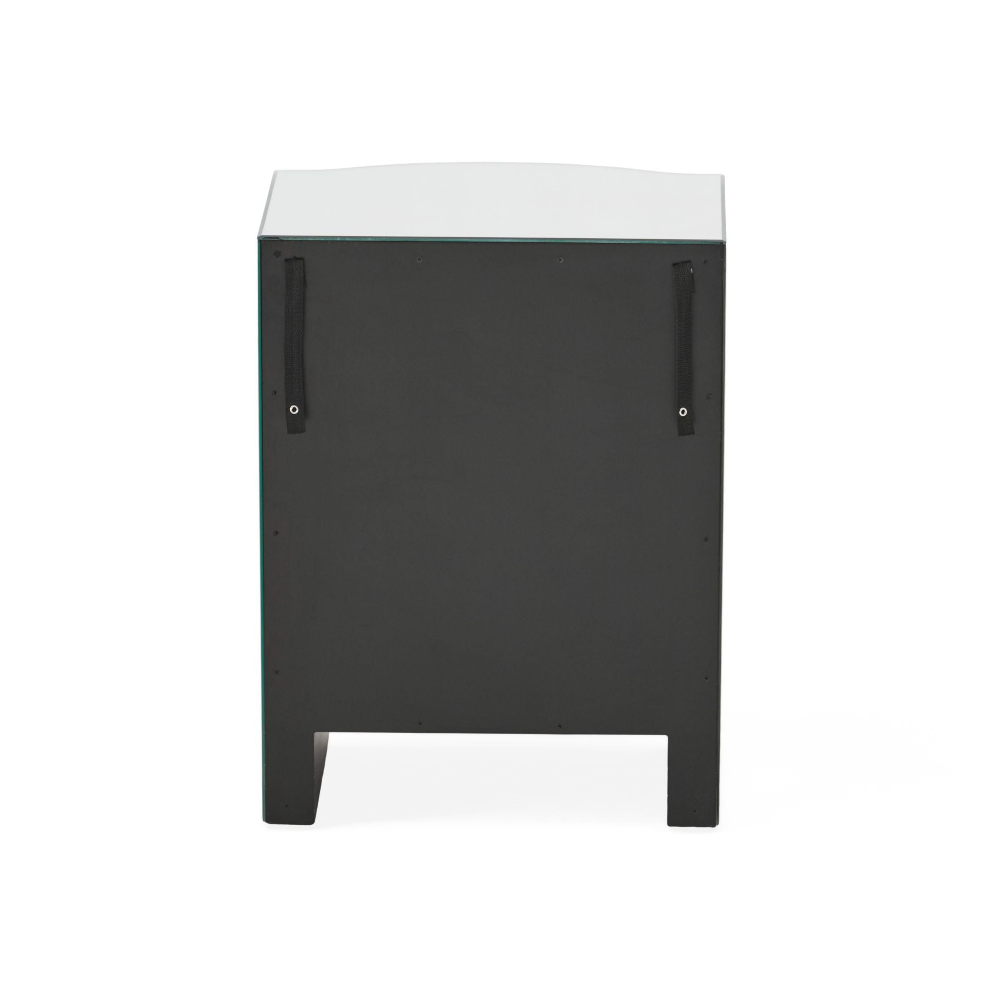 3-Drawer Side Table with H-Shape Base and Metal Handle