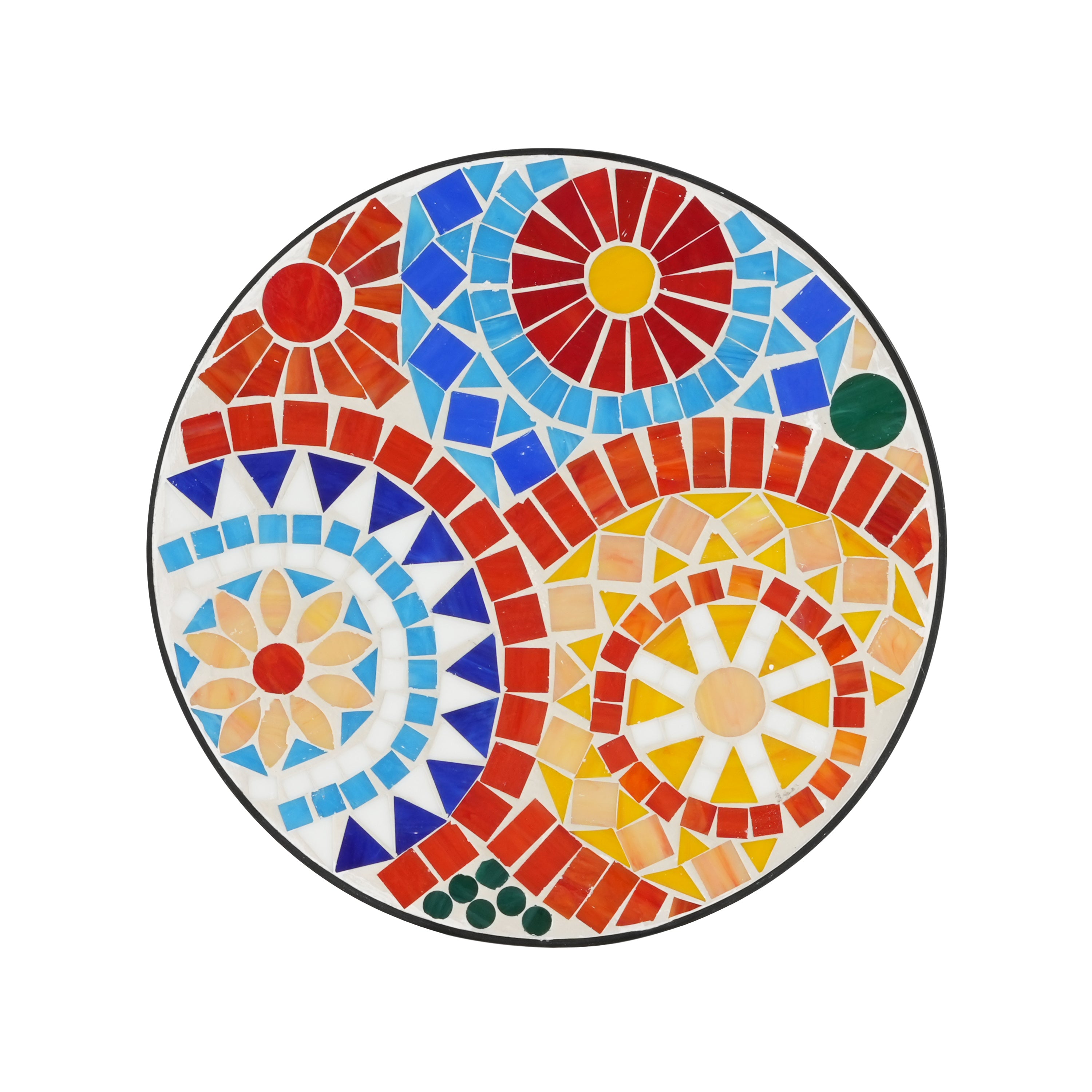 Unending Outdoor Ceramic Tile Side Table with Floral Design