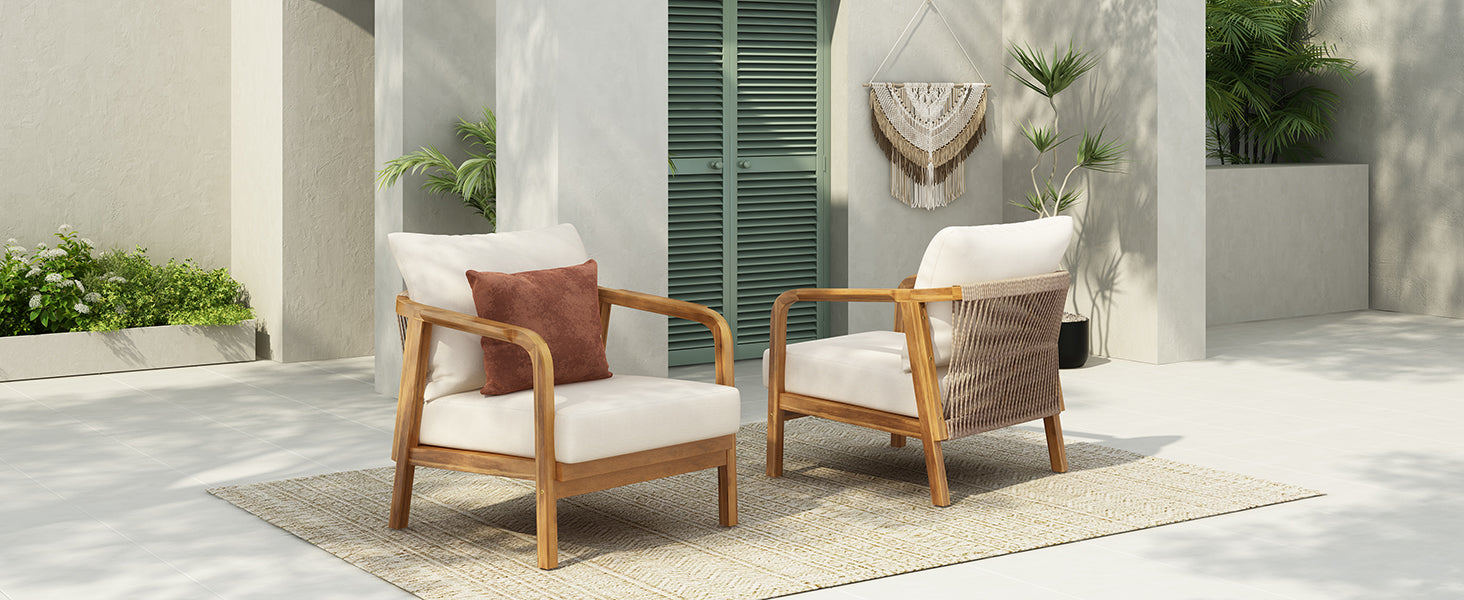 Calder Outdoor Lounge Chair with Woven Backrest