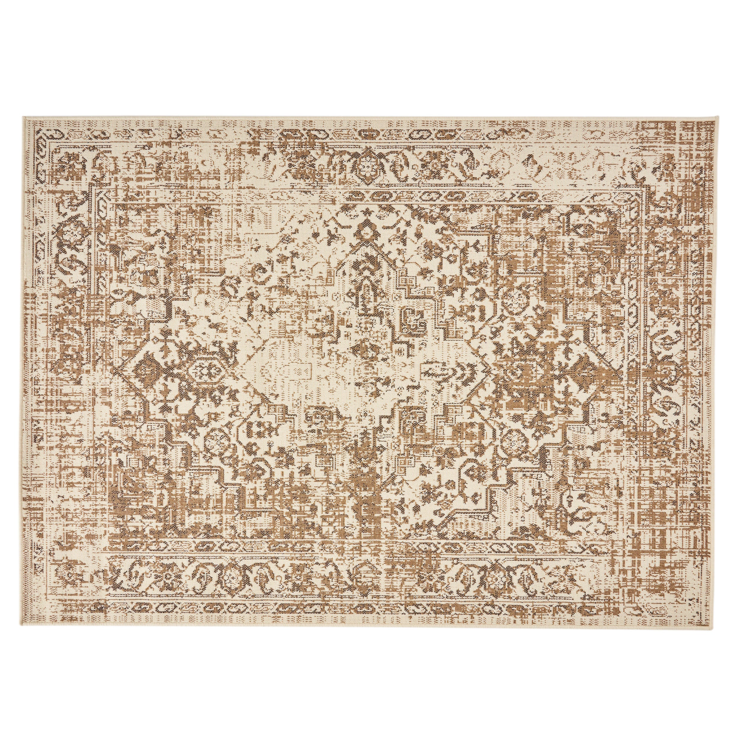 84" x 63" Outdoor Rug with Rectangle Shape and Vintage-Inspired Pattern