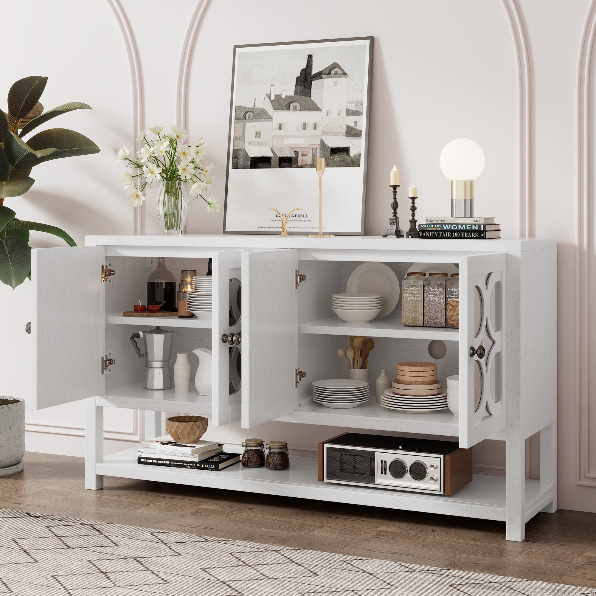 Mirrored Door Console Table