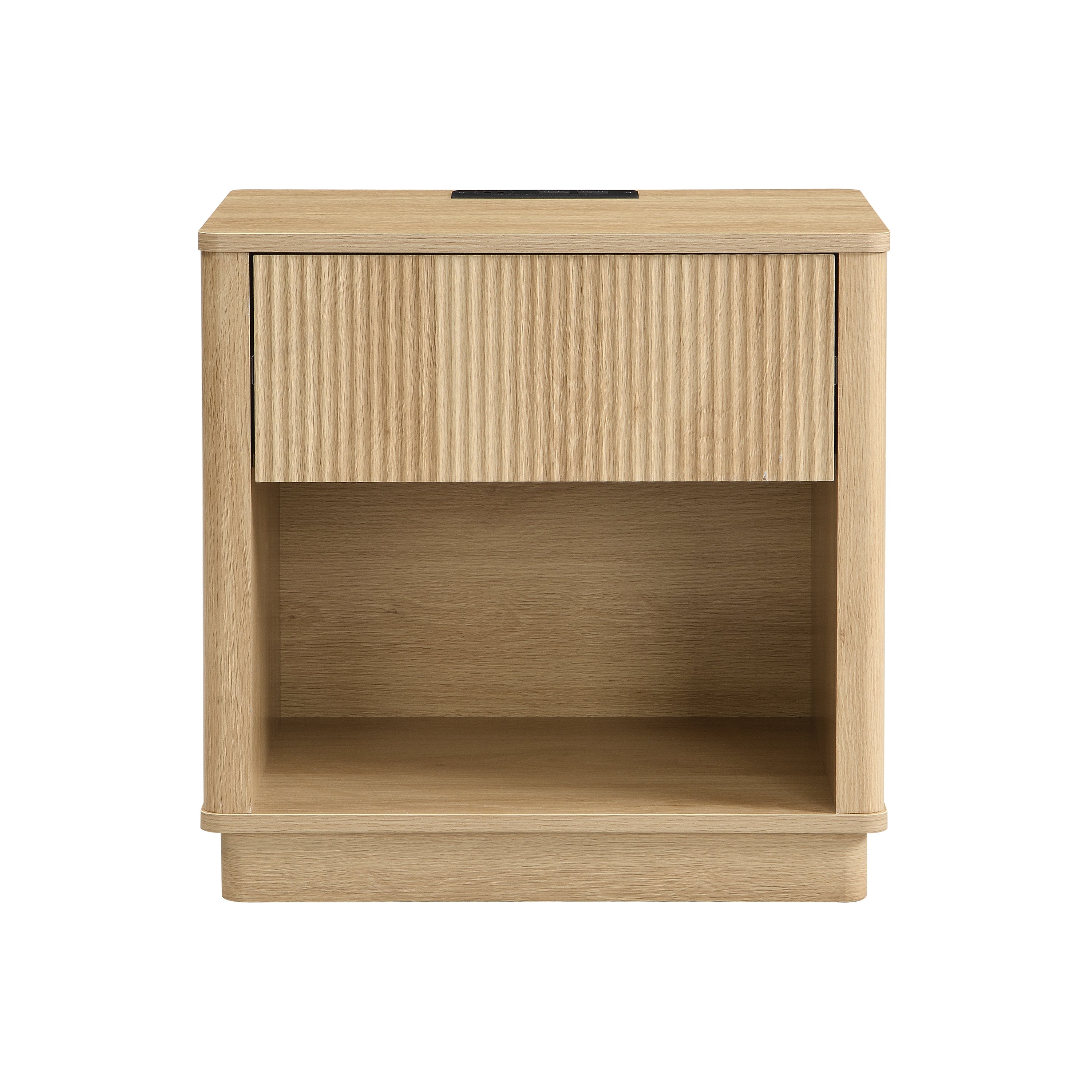 Fluted Nightstand with Outlet & USB Port
