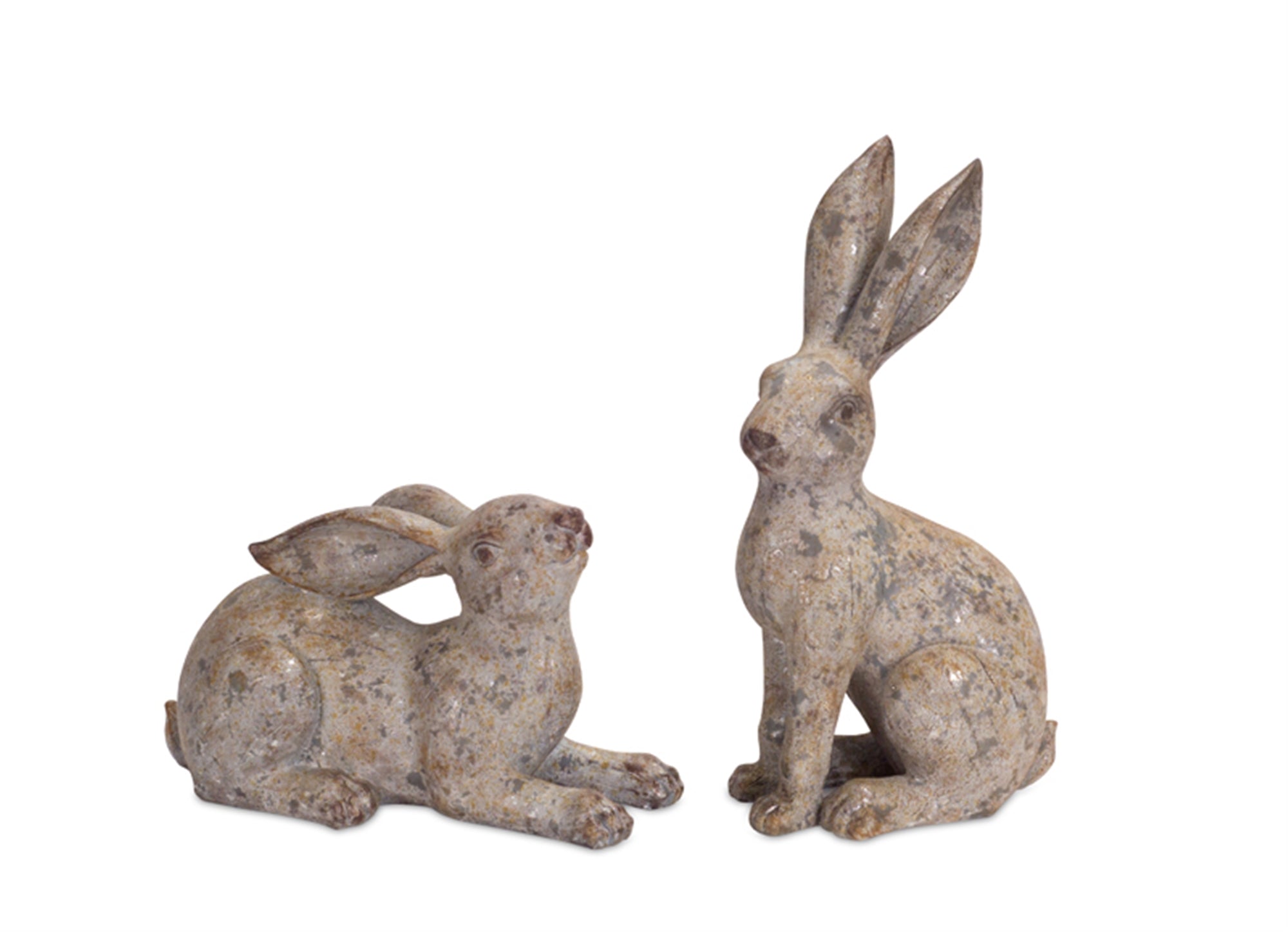 Weathered-Stone-Garden-Rabbit-Figurine-(set-of-2)-Grey-decorative