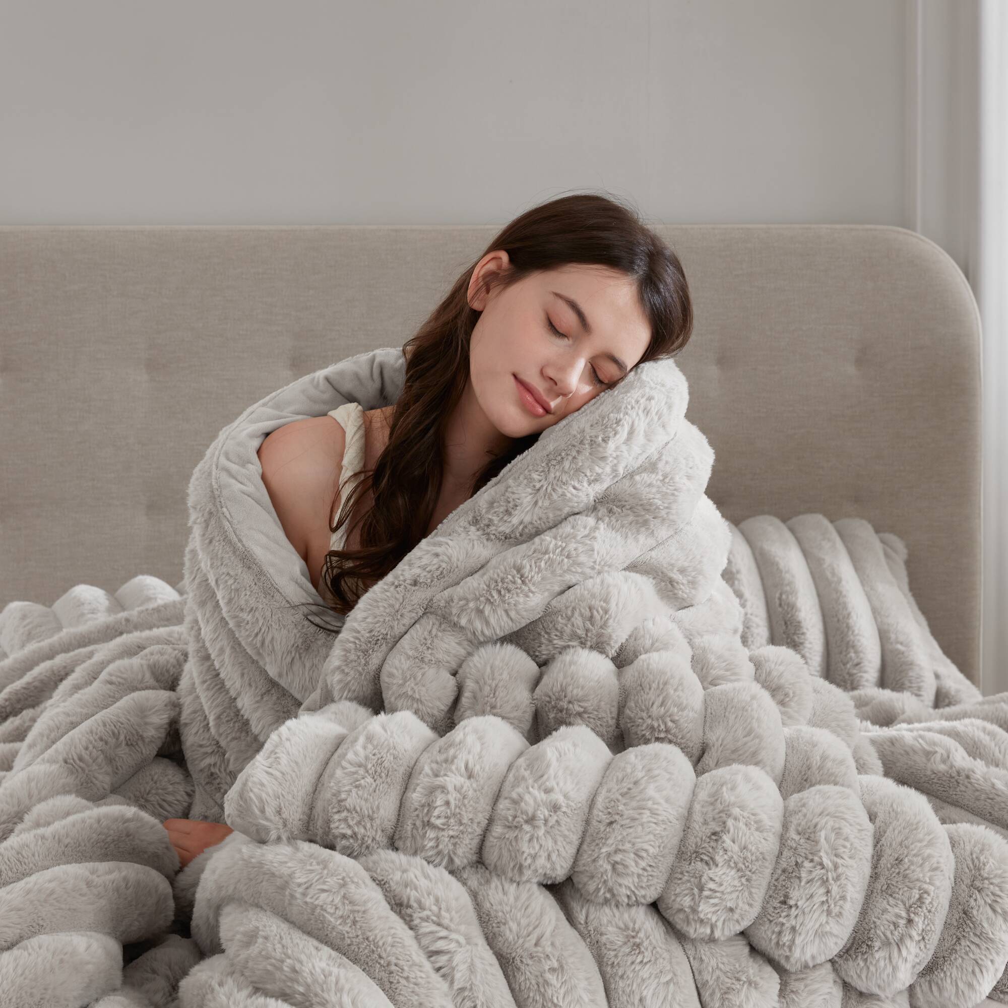 Ultrasoft Faux Fur Ribbed Comforter Set