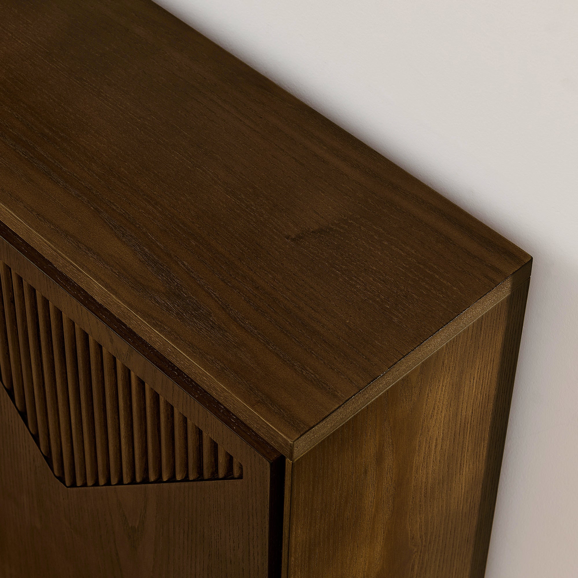 Mid Century Modern V-Shape Narrow Storage Cabinet