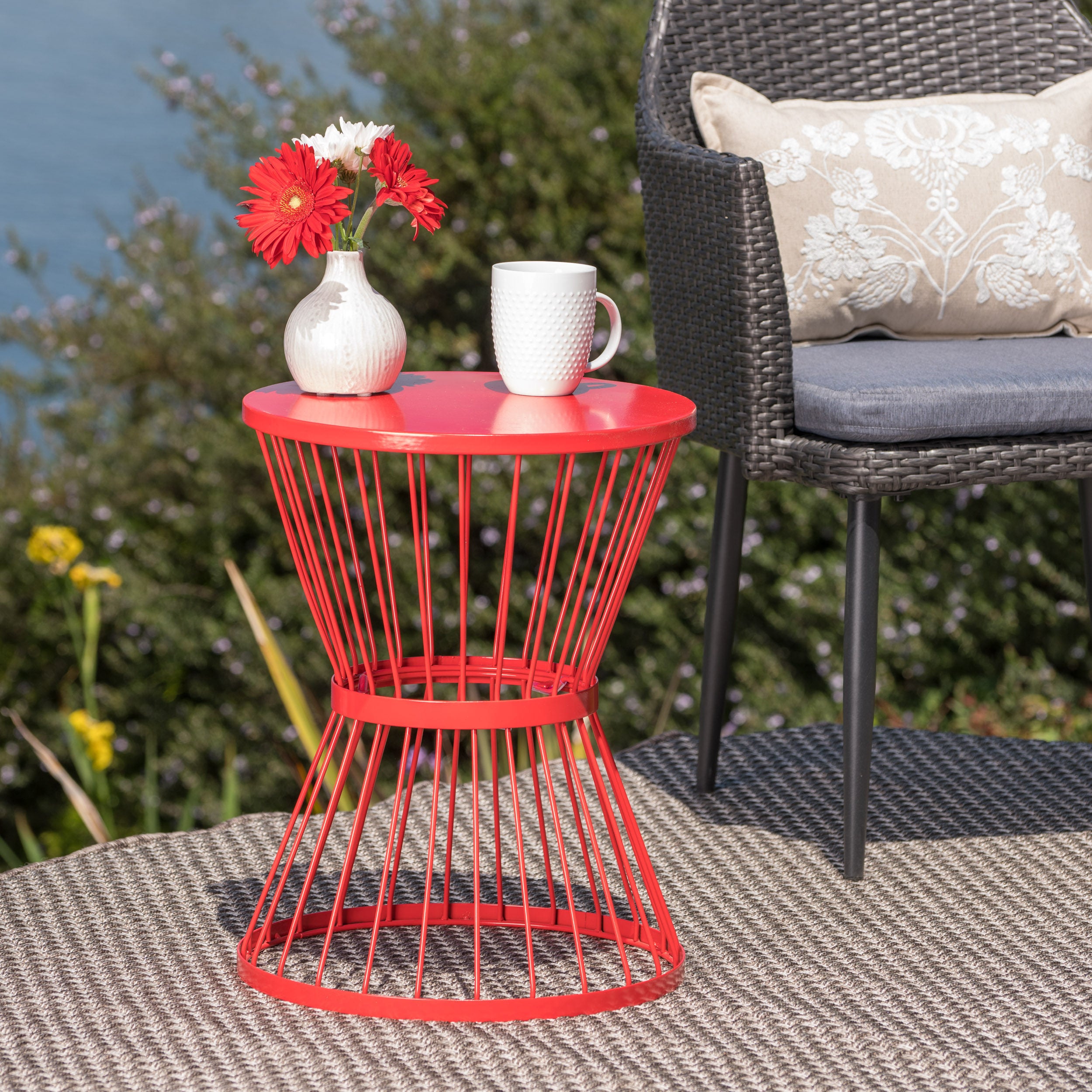 16" Outdoor Stainless Steel Colorpop Side Table