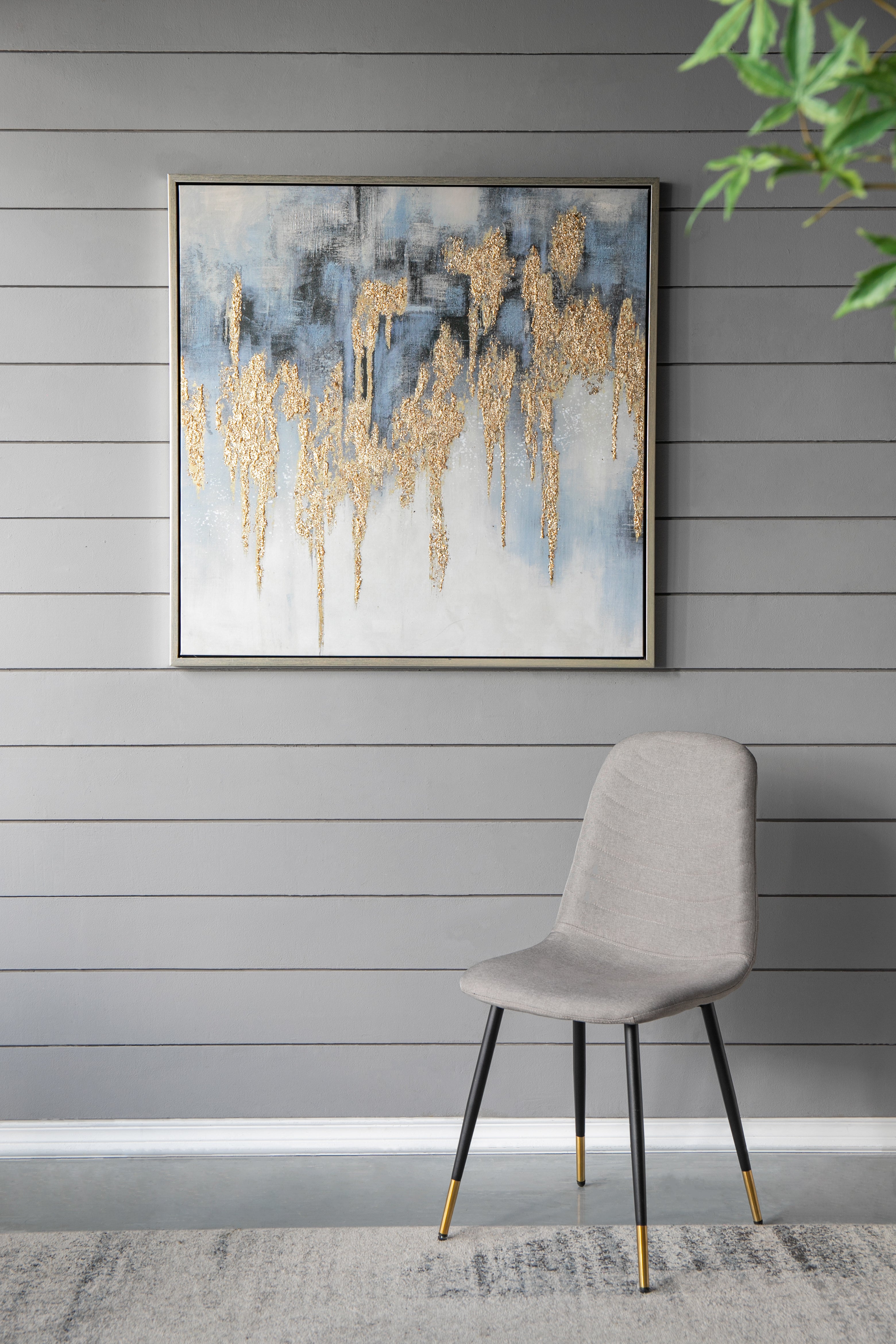 39.5" x 39.5" Wall Art with Striking Gold Accents