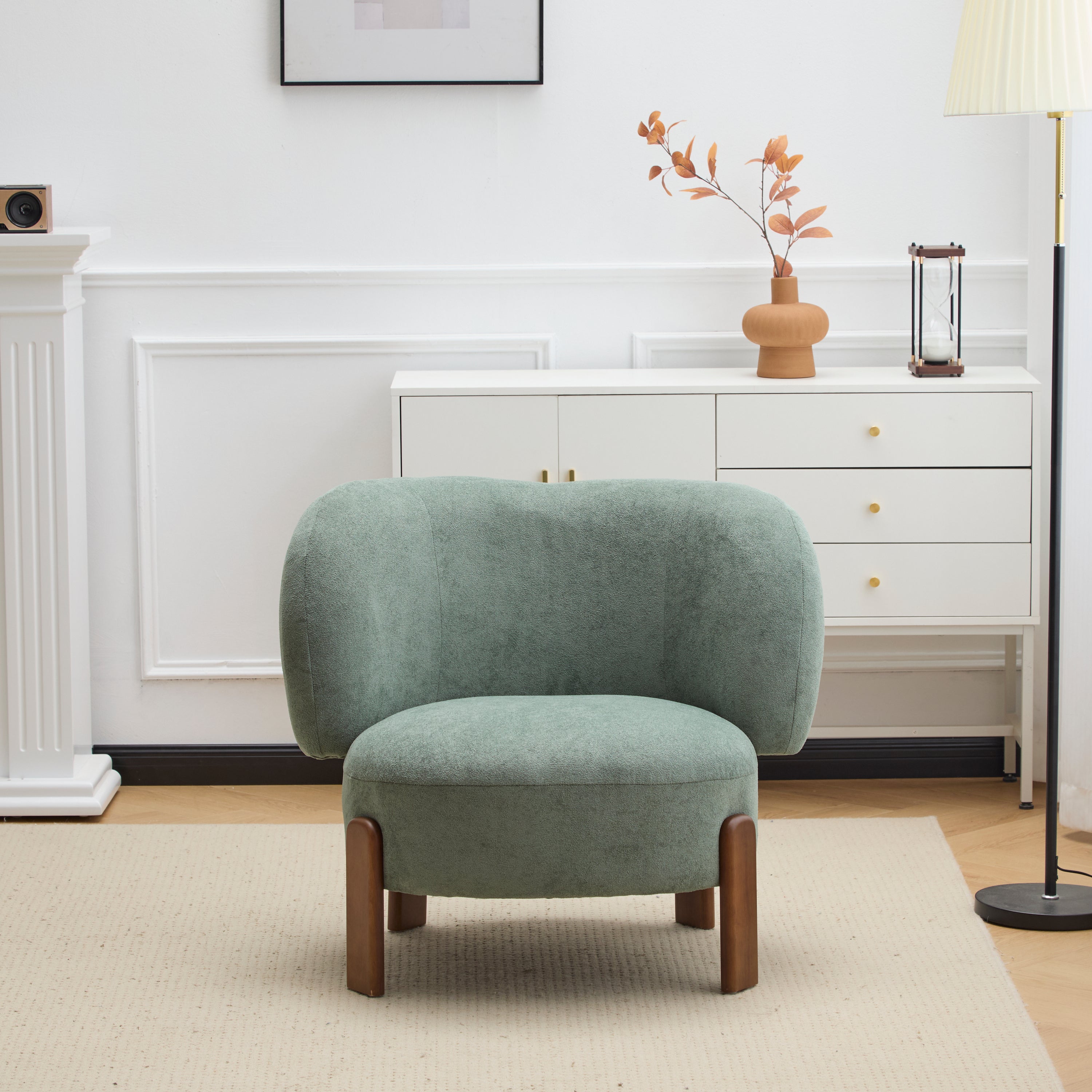 Modern Cozy Wingback Accent Arm Chair with Wooden Feet