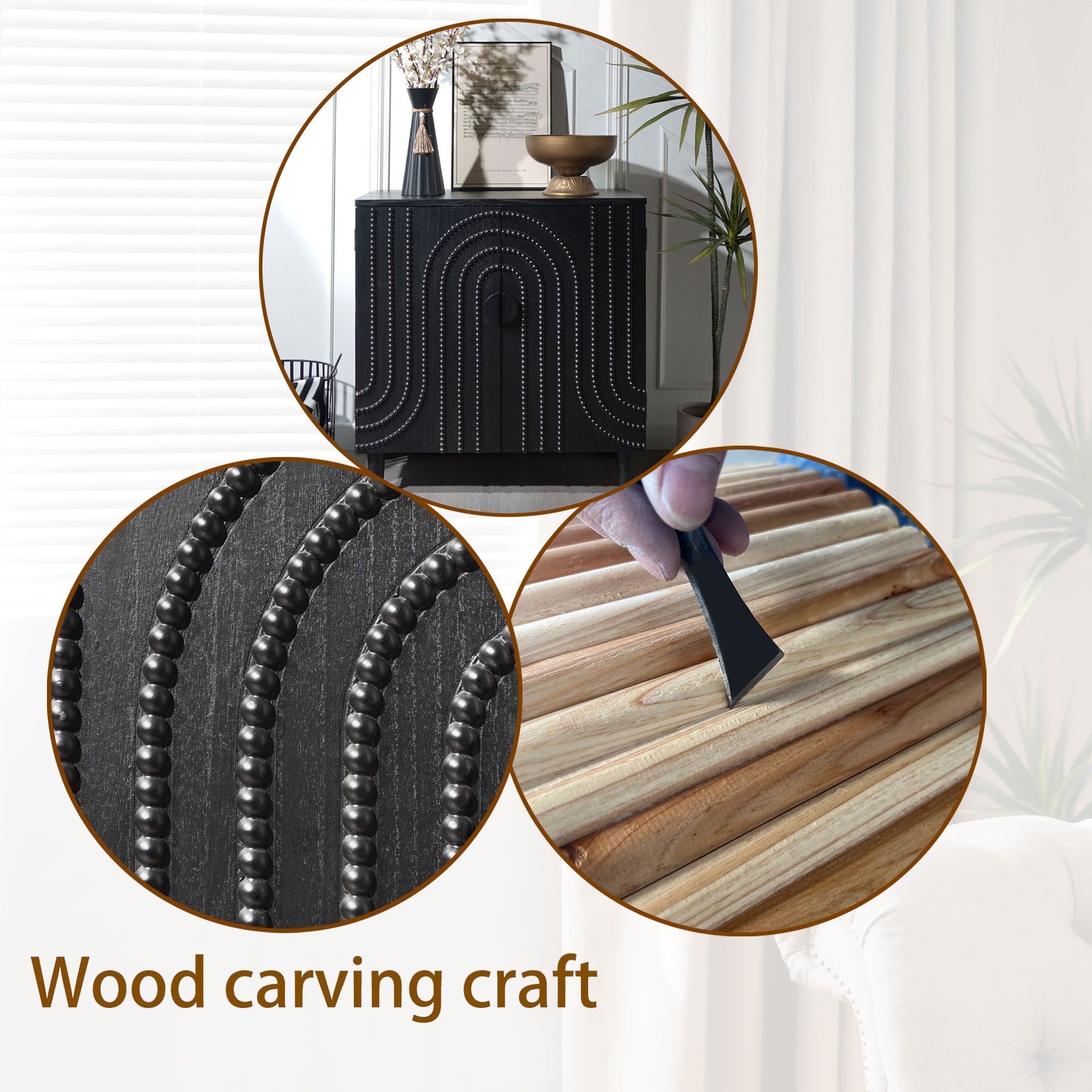 Modern Black Wood Storage Cabinet